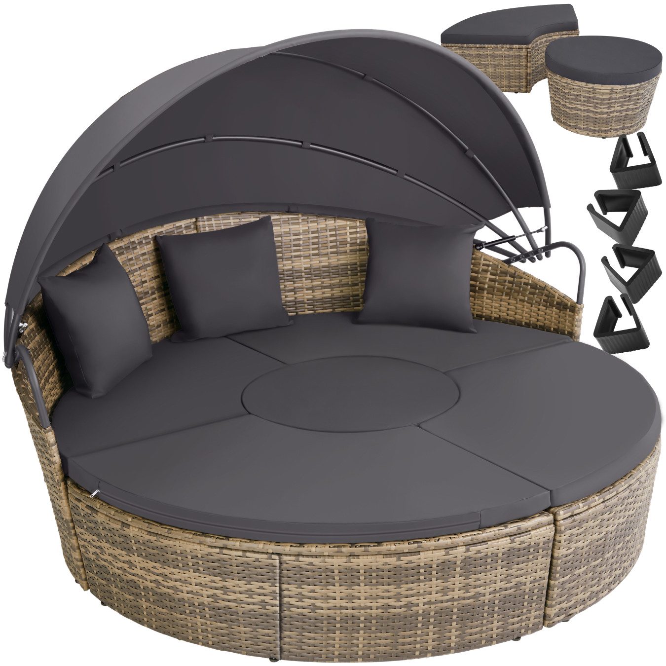 tectake Loungeset Rattan Sonneninsel Santorin - UV-beständig und widerstand günstig online kaufen