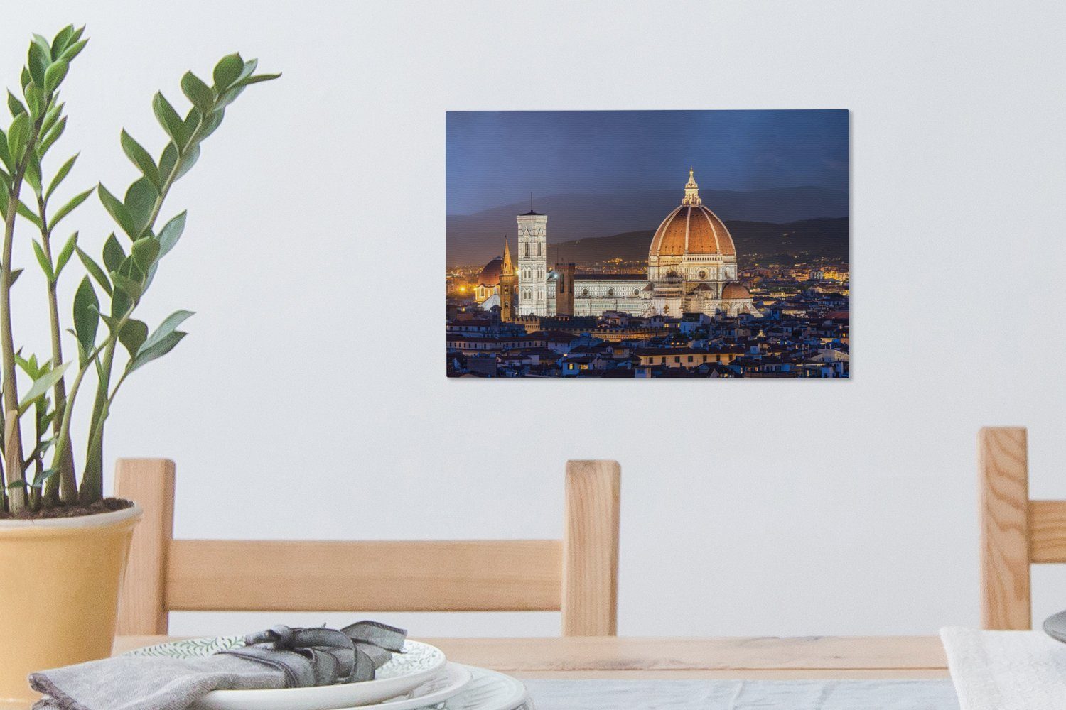 Kuppel - Leinwandbilder, (1 St), Wanddeko, Wandbild Leinwandbild 30x20 cm Aufhängefertig, Florenz Licht, - OneMillionCanvasses®