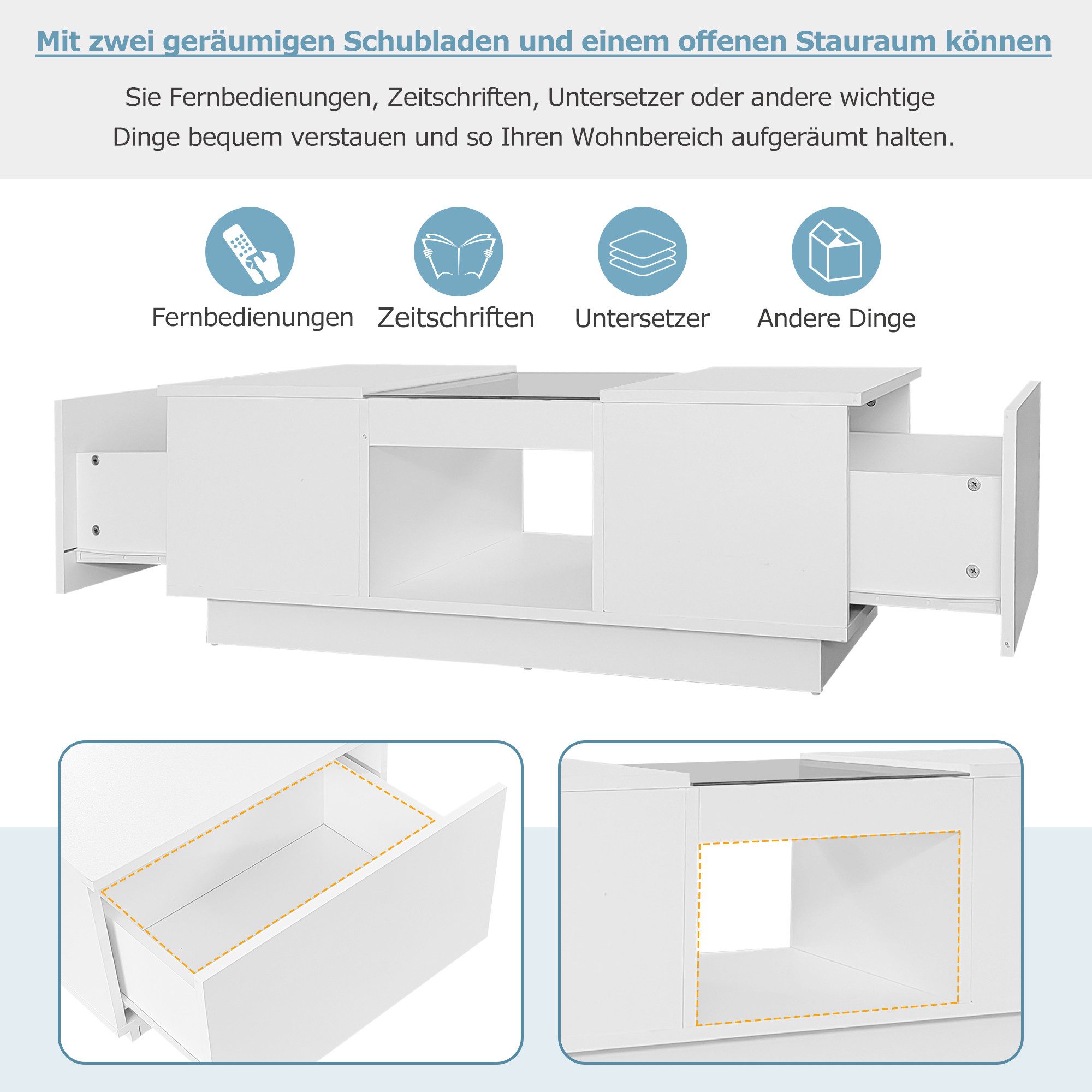 Merax Couchtisch inkl. APP mit 2 günstig online kaufen