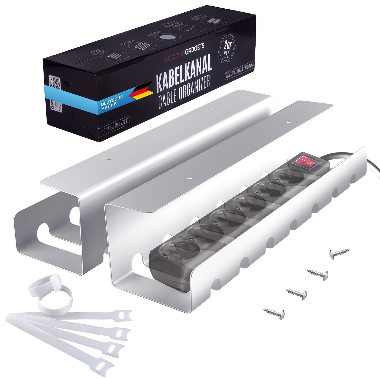 Goods+Gadgets Kabelkanal Goods+Gadgets Kabelkanal – Kabelmanagement Schreibtisch & Kabelhalter (Kabelhalter, Kabelwanne, Kabelkorb, 2-St)