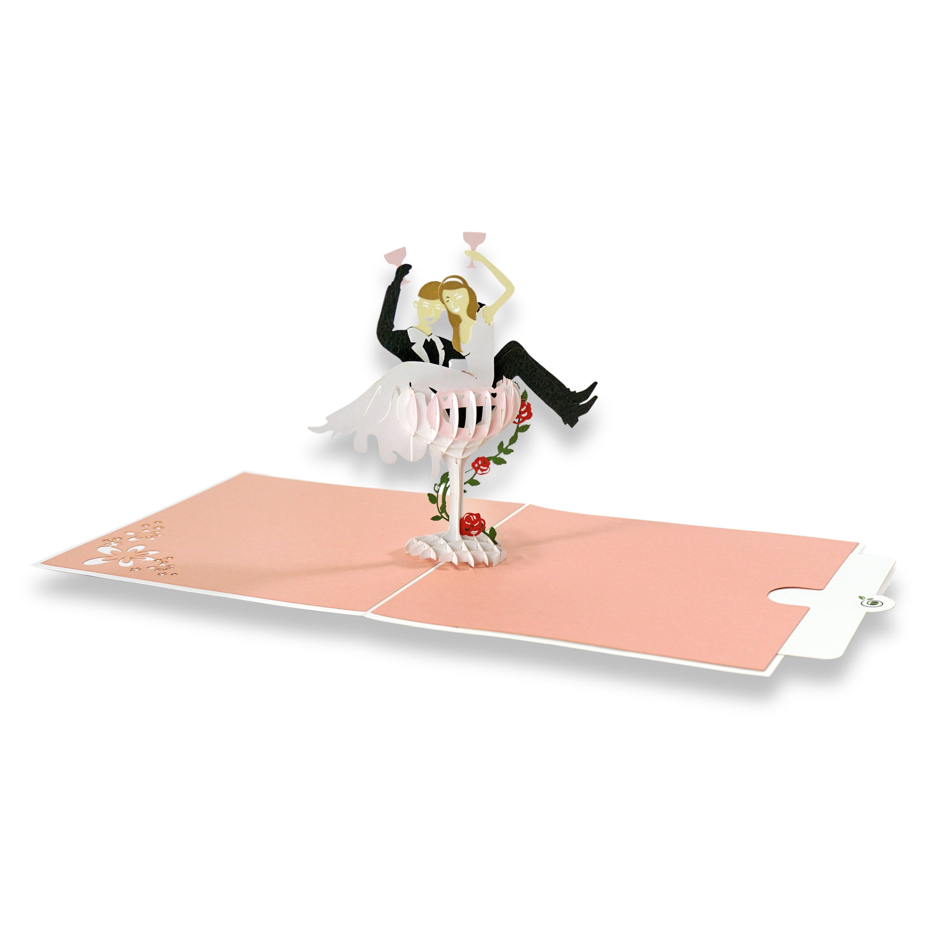 Umschlag und - Grußkarte, Hochzeitskarte Pop-Up-Karte mit paperdora Geschenk Wachssiegel Hochzeit „Hochzeit“ Einladungskarte 3D