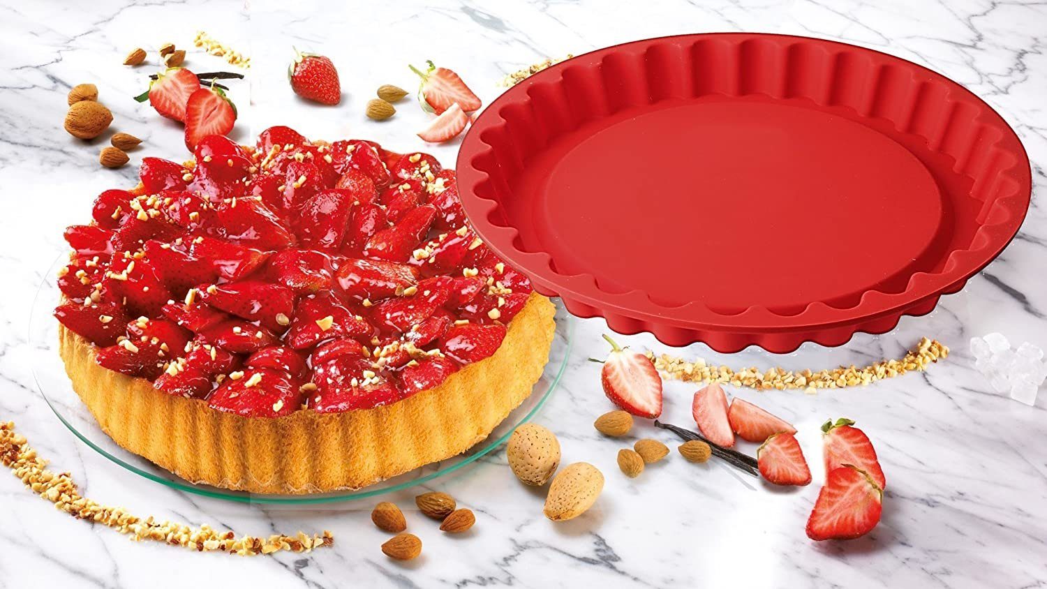 Dr. Oetker Küchenhelfer Obstkuchenform Dr. Oetker - Silikon Obstform Flexxibel Obst- Kuchen -Back -Form 1268, (1-tlg), Antihaft-Wirkung
