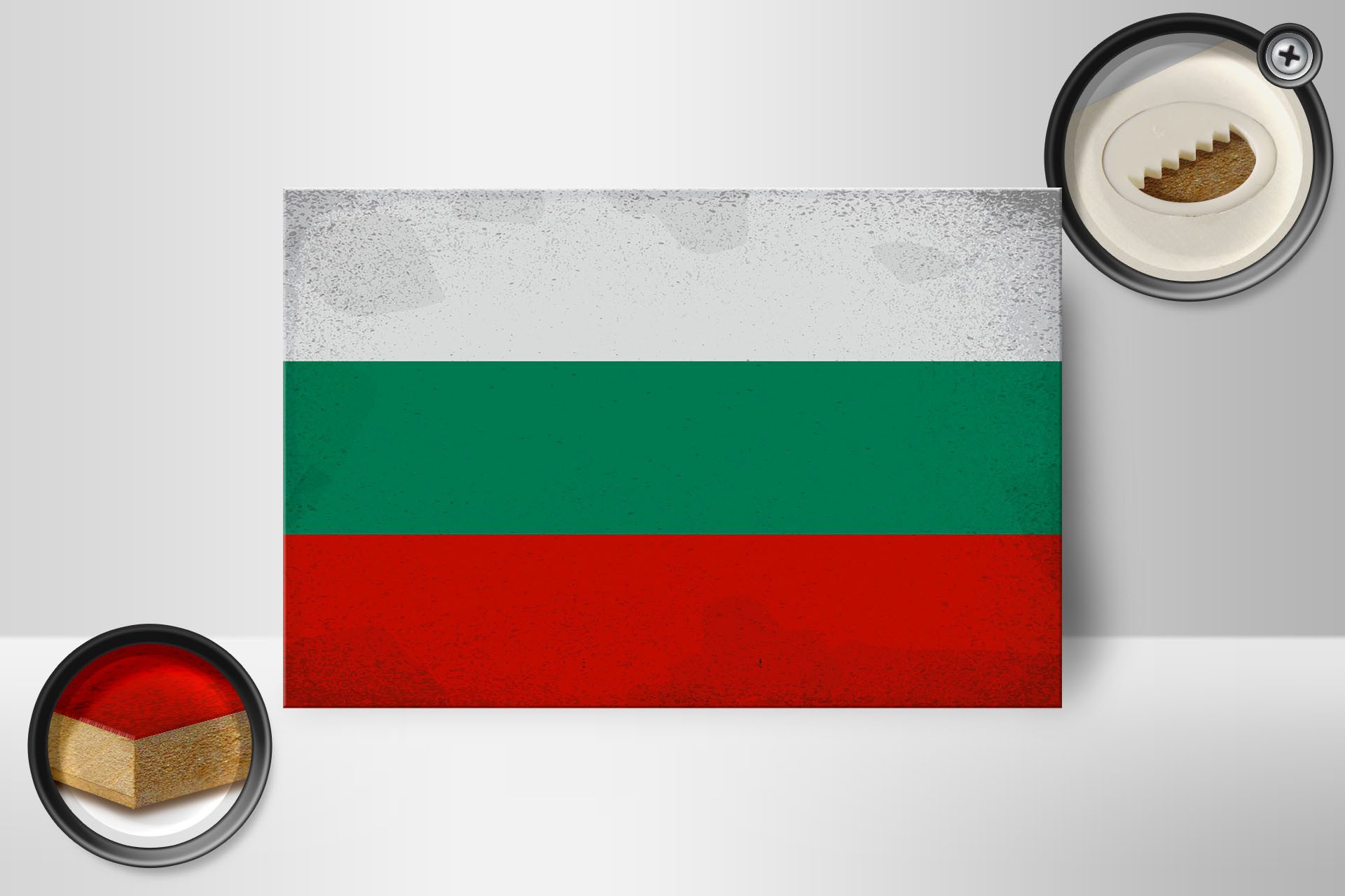 Femer GmbH Holzbild Flagge Bulgarien 18x12 cm Flag Bulgaria Vintage, Flaggen (1 St), Glatte Holzfaserplatte (MDF), vorn beschichtet