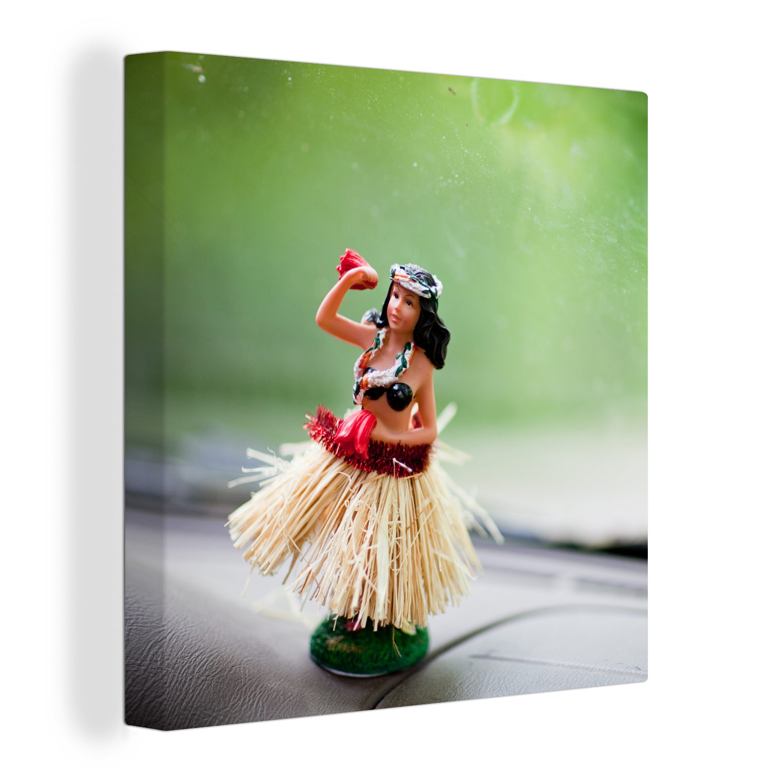 OneMillionCanvasses® Leinwandbild Hula-Tänzerin auf dem Armaturenbrett, (1 St), Leinwand Bilder für Wohnzimmer Schlafzimmer