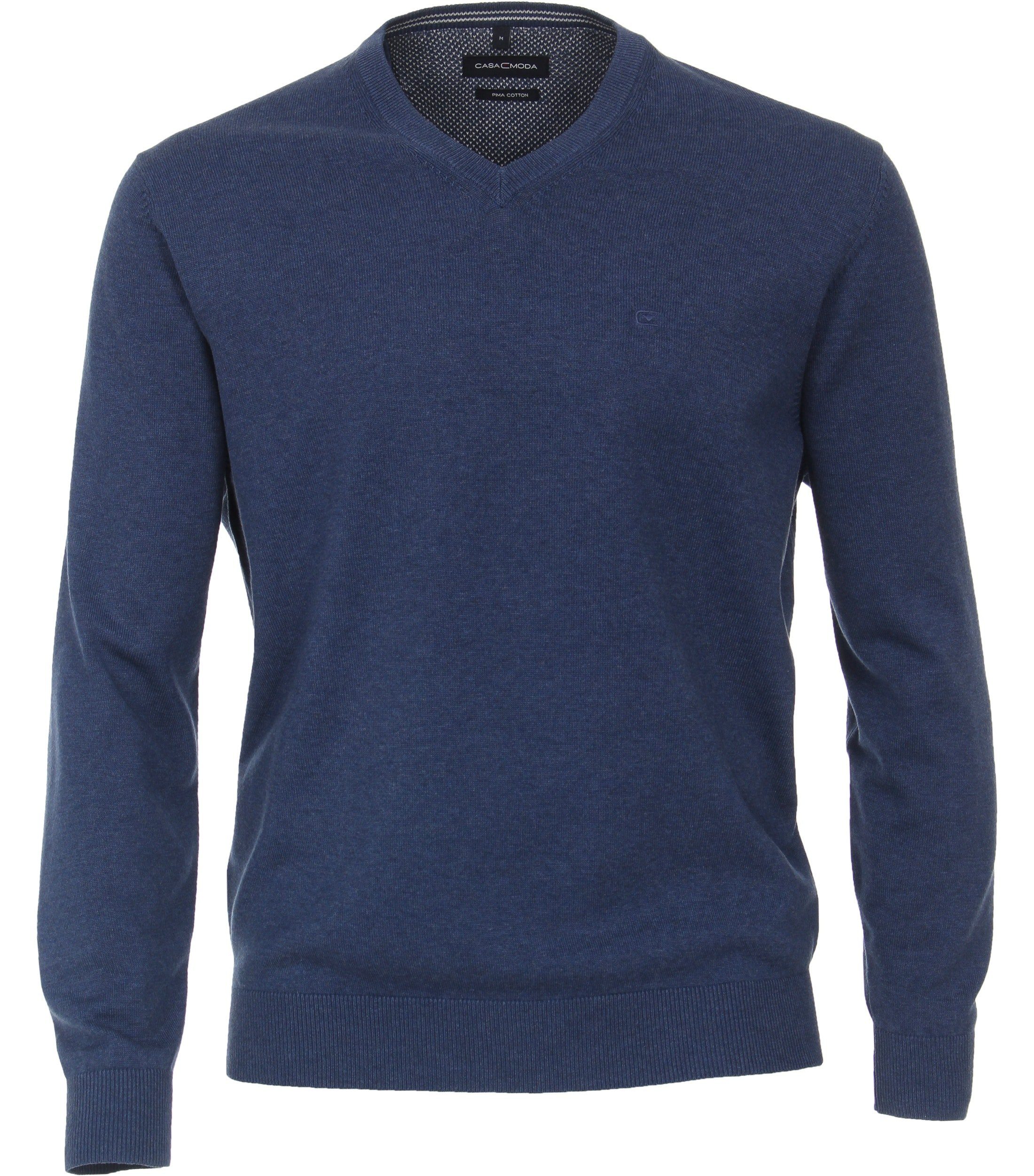 CASAMODA Pima-Baumwolle V-Ausschnitt-Pullover Dunkelblau144 004430