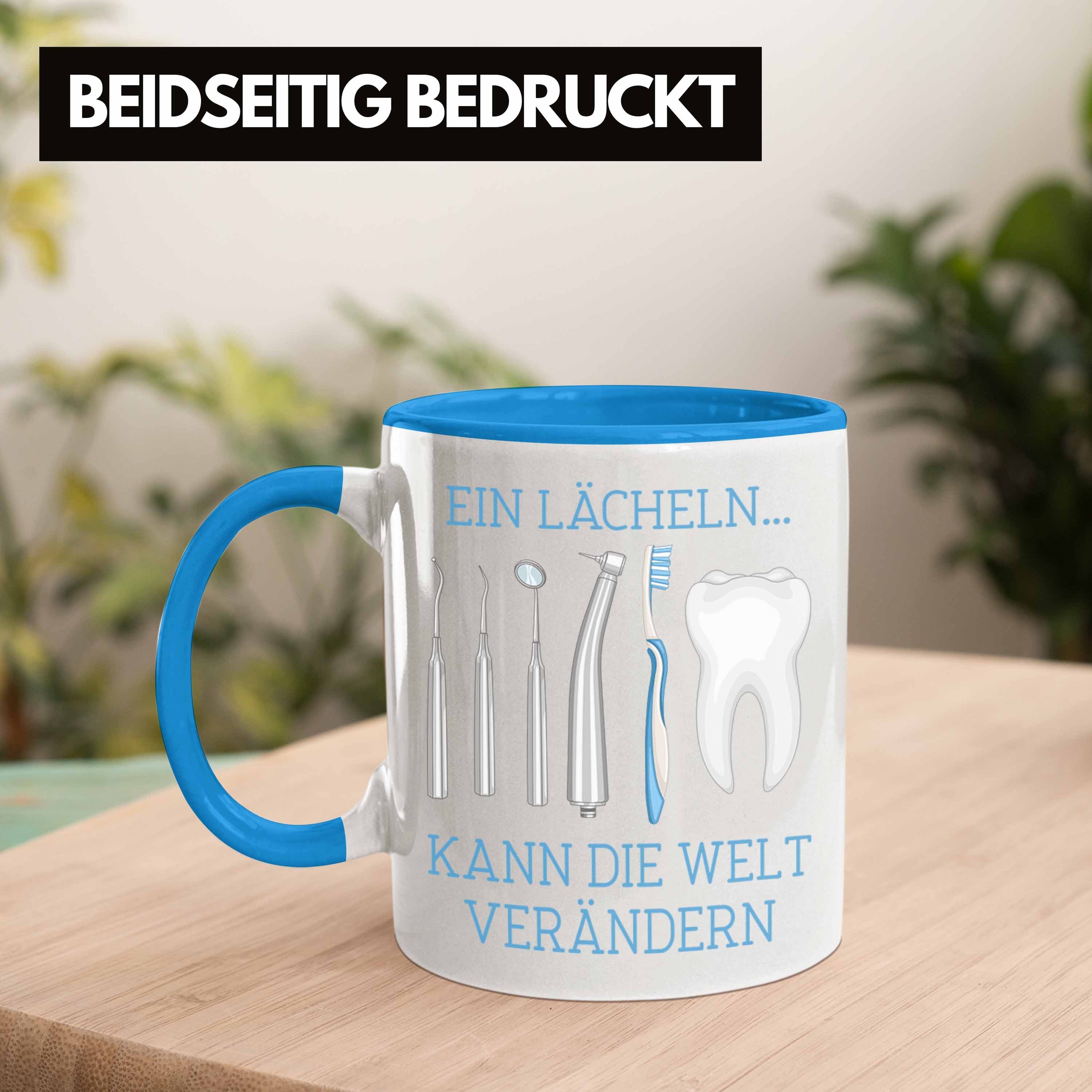 Trendation Trendation Kann Tasse Spruch Lustiger Geschenkidee Ein Die Zahnärztin Blau Geschenk Tasse Weihnachten Lächeln Geburtstag Zahnarzt Welt Verändern für -