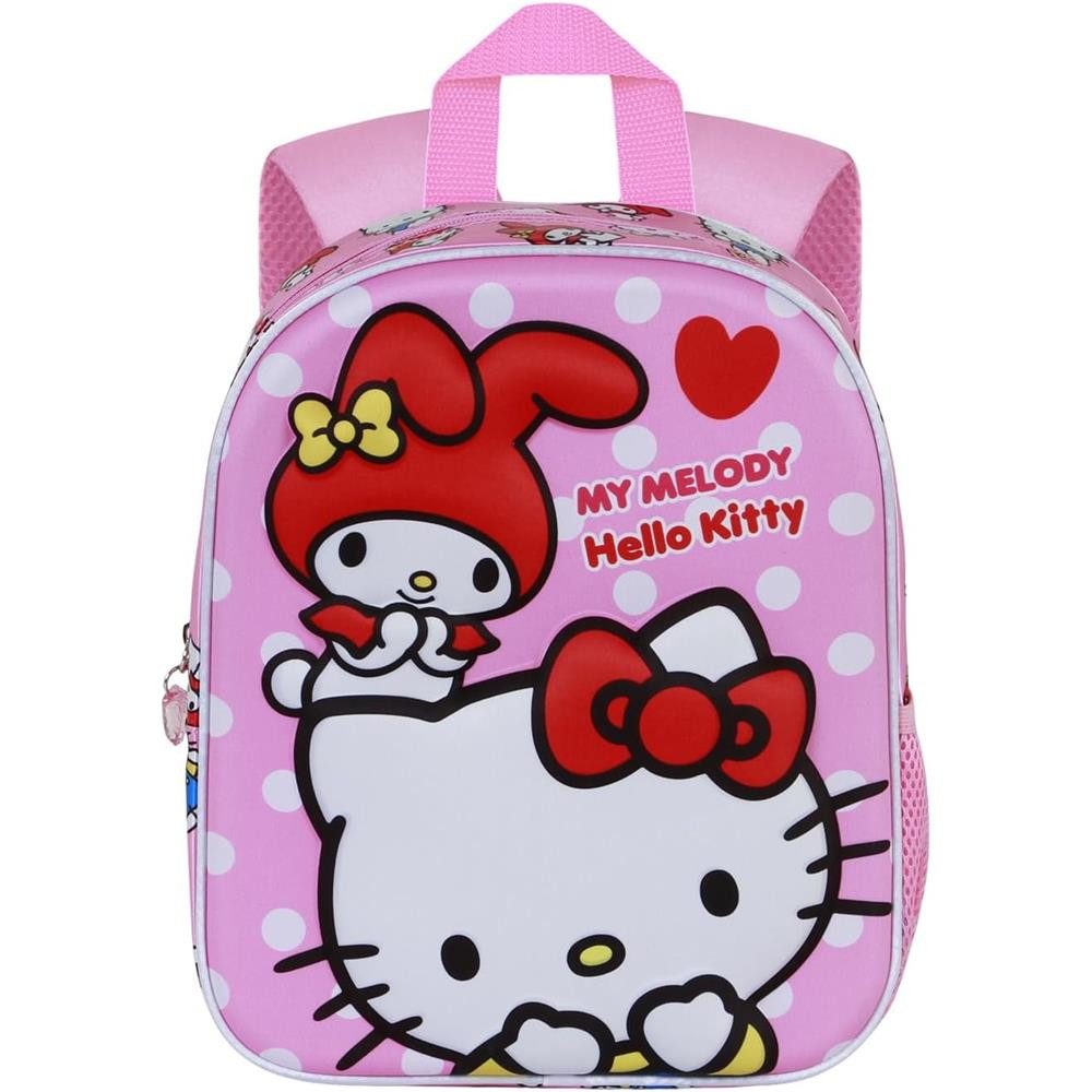 Karactermania Kinderrucksack Sanrio Hello Kitty 3D kleiner Rucksack Kindergartenrucksack, Integriertes Namensschild, 3D Optik