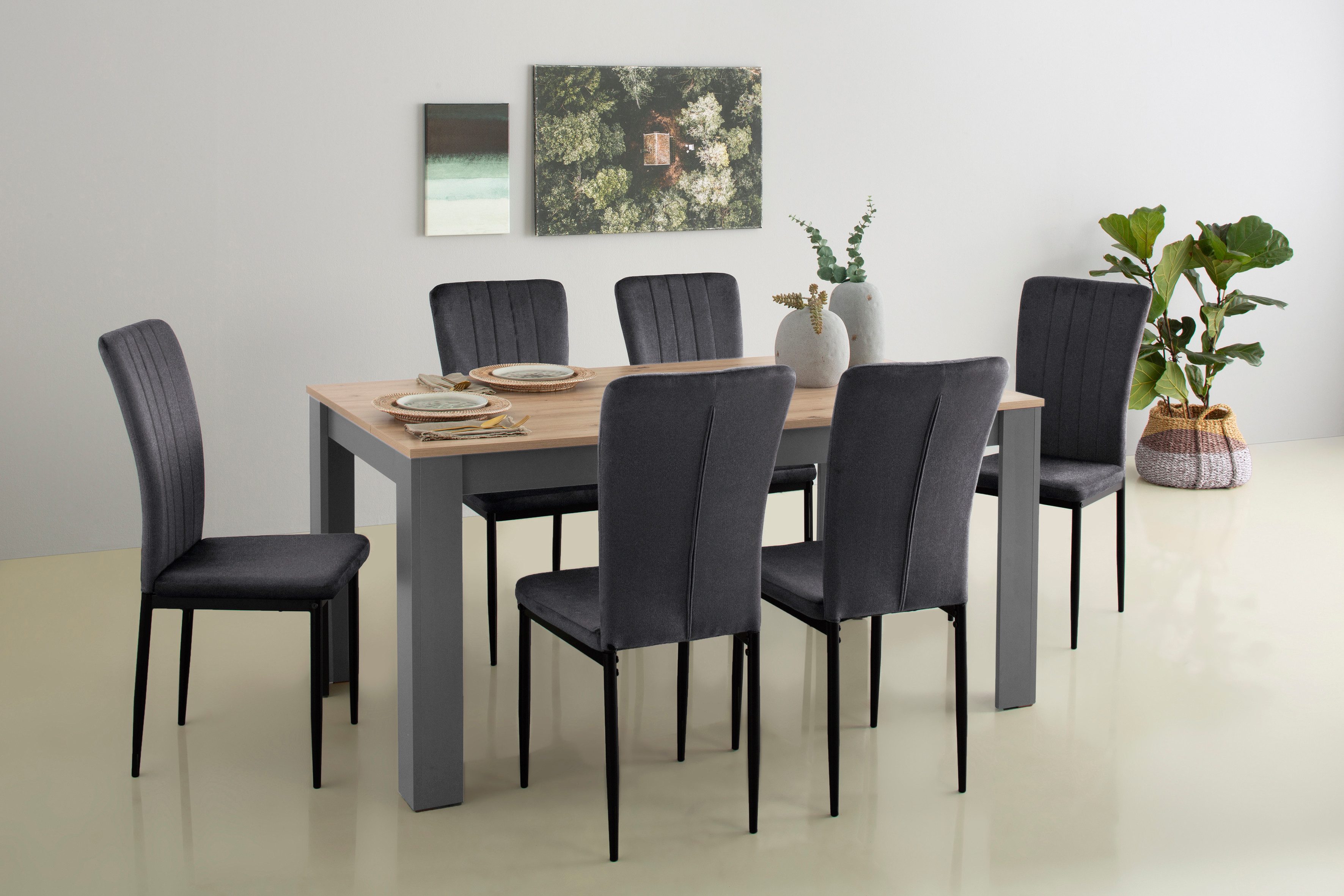 Home affaire Essgruppe Bergamo Tisch Stühle Speisezimmer Bestseller, (Set, günstig online kaufen