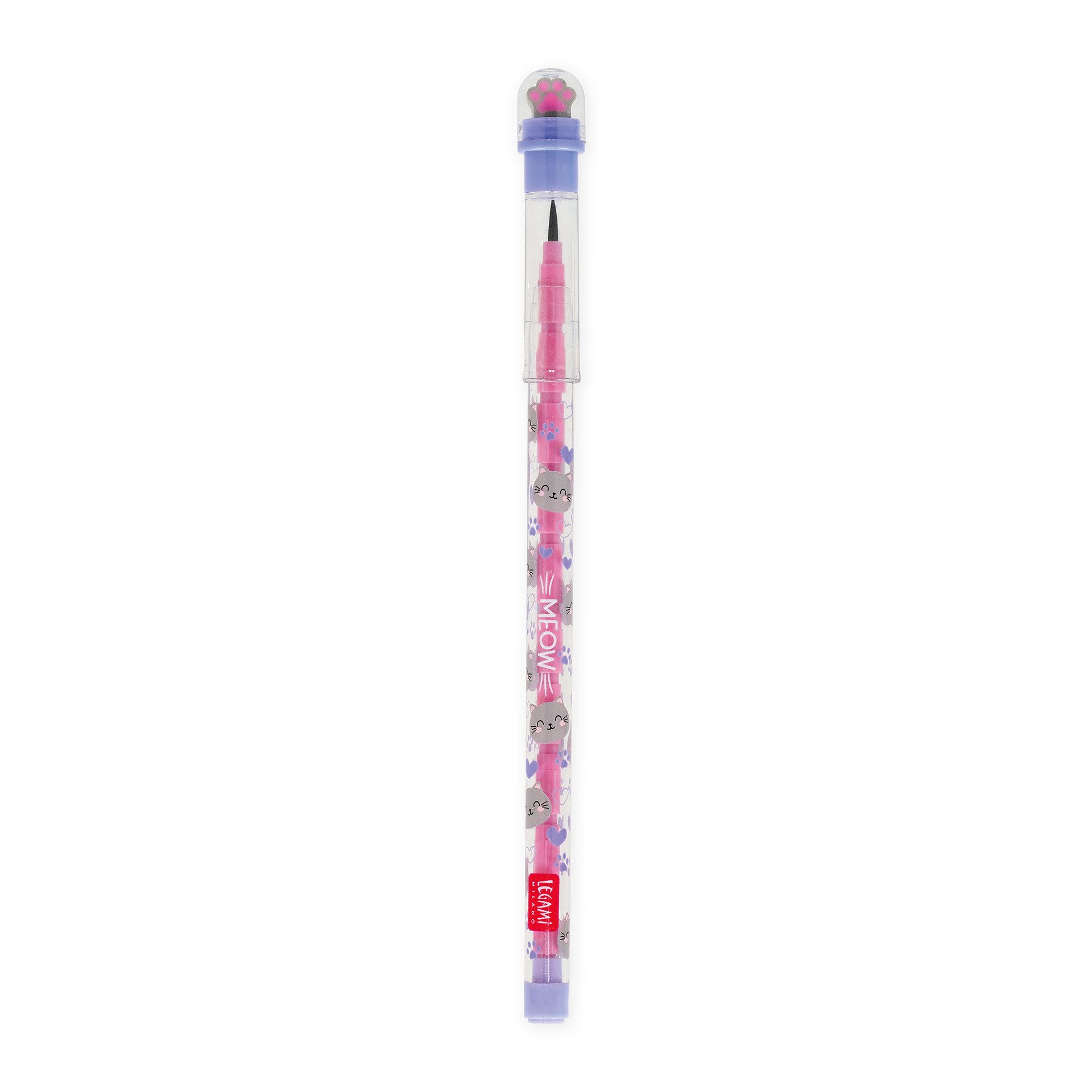 Legami Bleistift Legami Stapelbarer Bleistift mit Radiergummi Take a Tip Kitty Katze