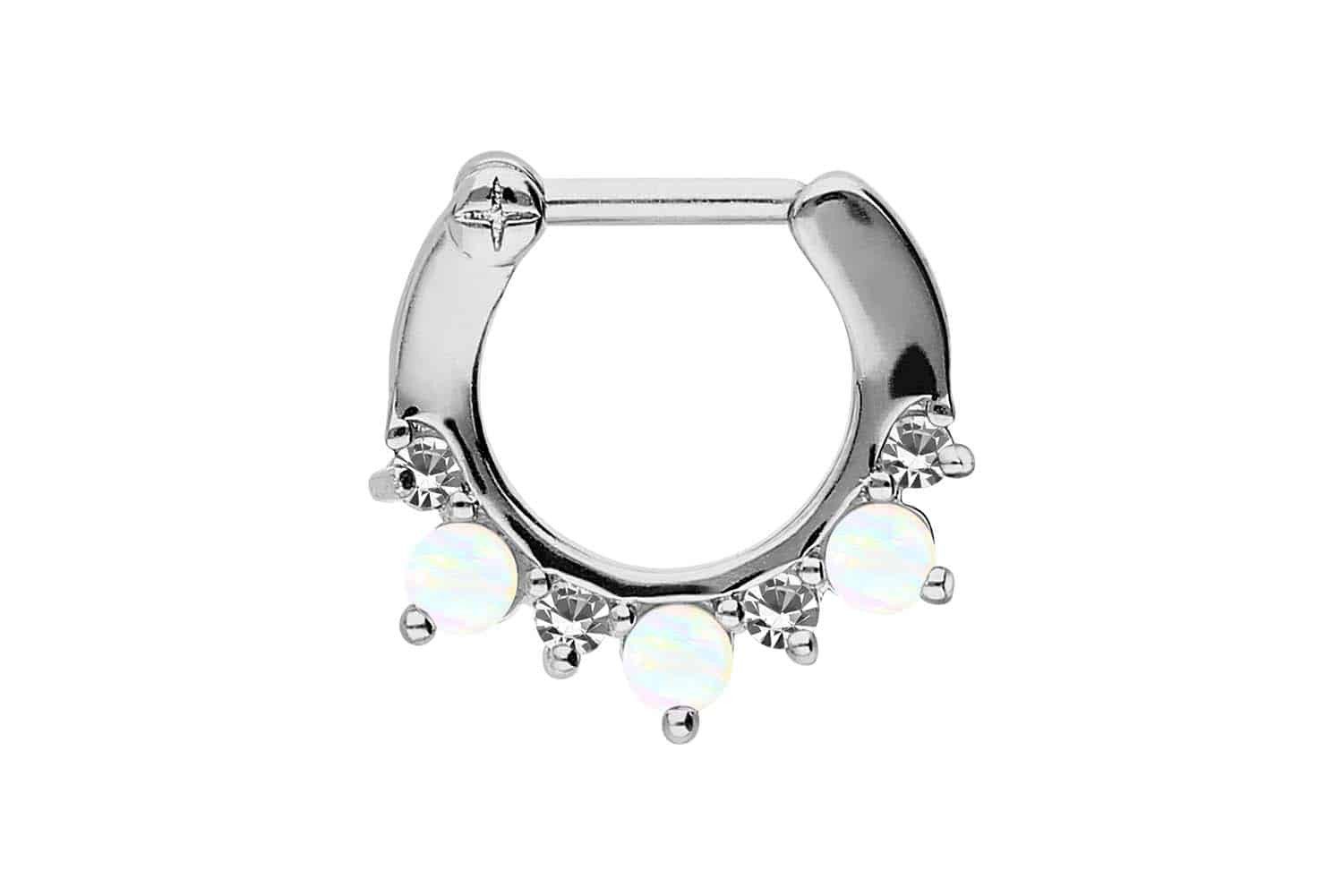 Nasenpiercing Chirurgenstahl Clicker 4 KRISTALLE + 3 SYNTHETISCHE OPALE