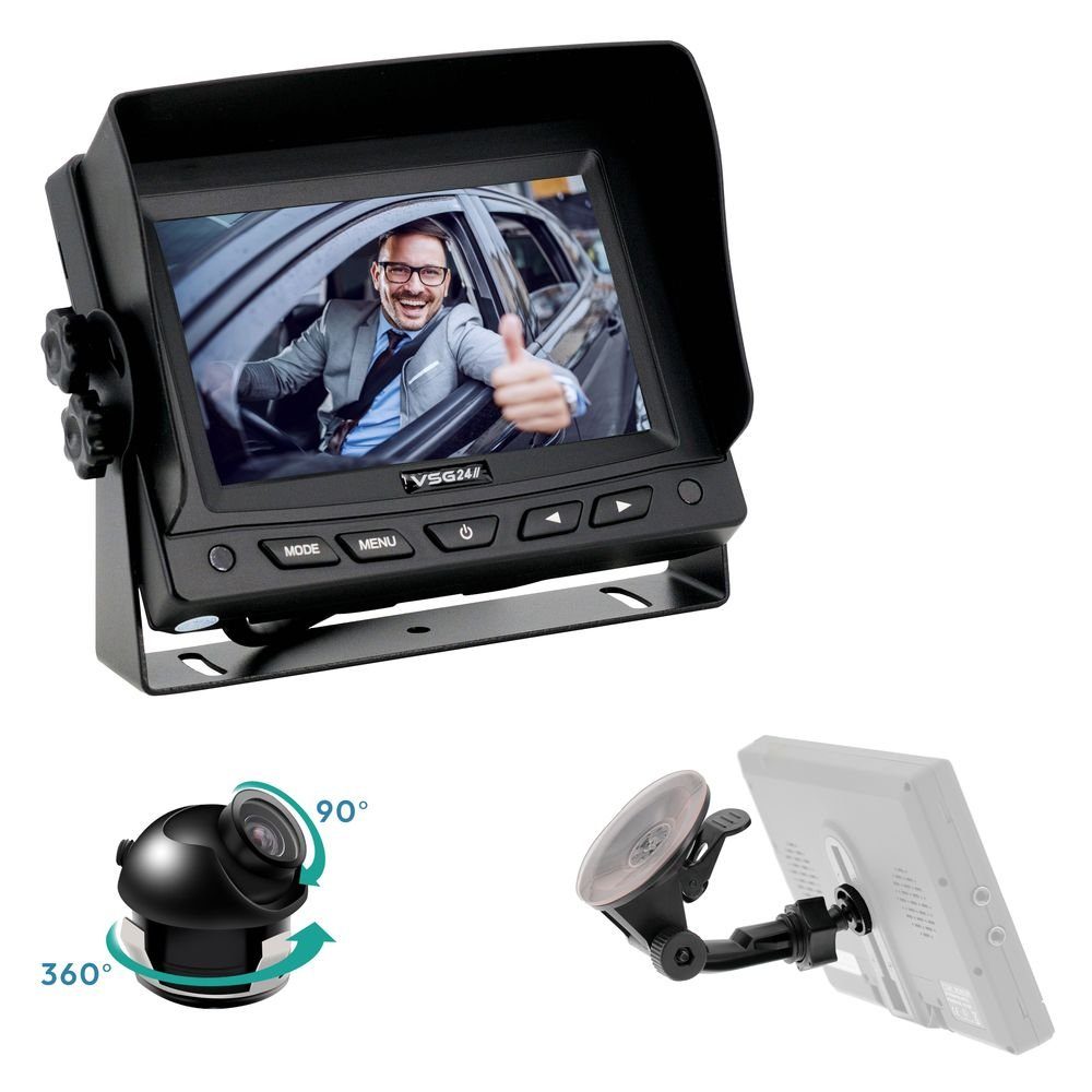 VSG24 5" Rückfahrsystem PILOT HD für PKW Front Heck inkl. Monitor & 1x Mini Rückfahrkamera (Großer 150° Blickwinkel, geringe Abmessungen, Ideal zum Nachrüsten)