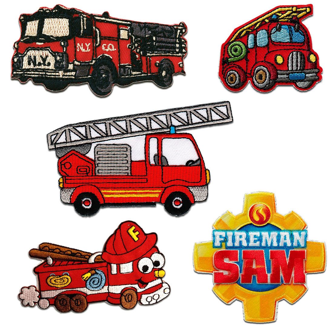 Catch the Patch Aufnäher Bügelbild, Aufbügler, Applikationen, Patches, Flicken, zum aufbügeln, Polyester, Feuerwehr Set 5 Stück 