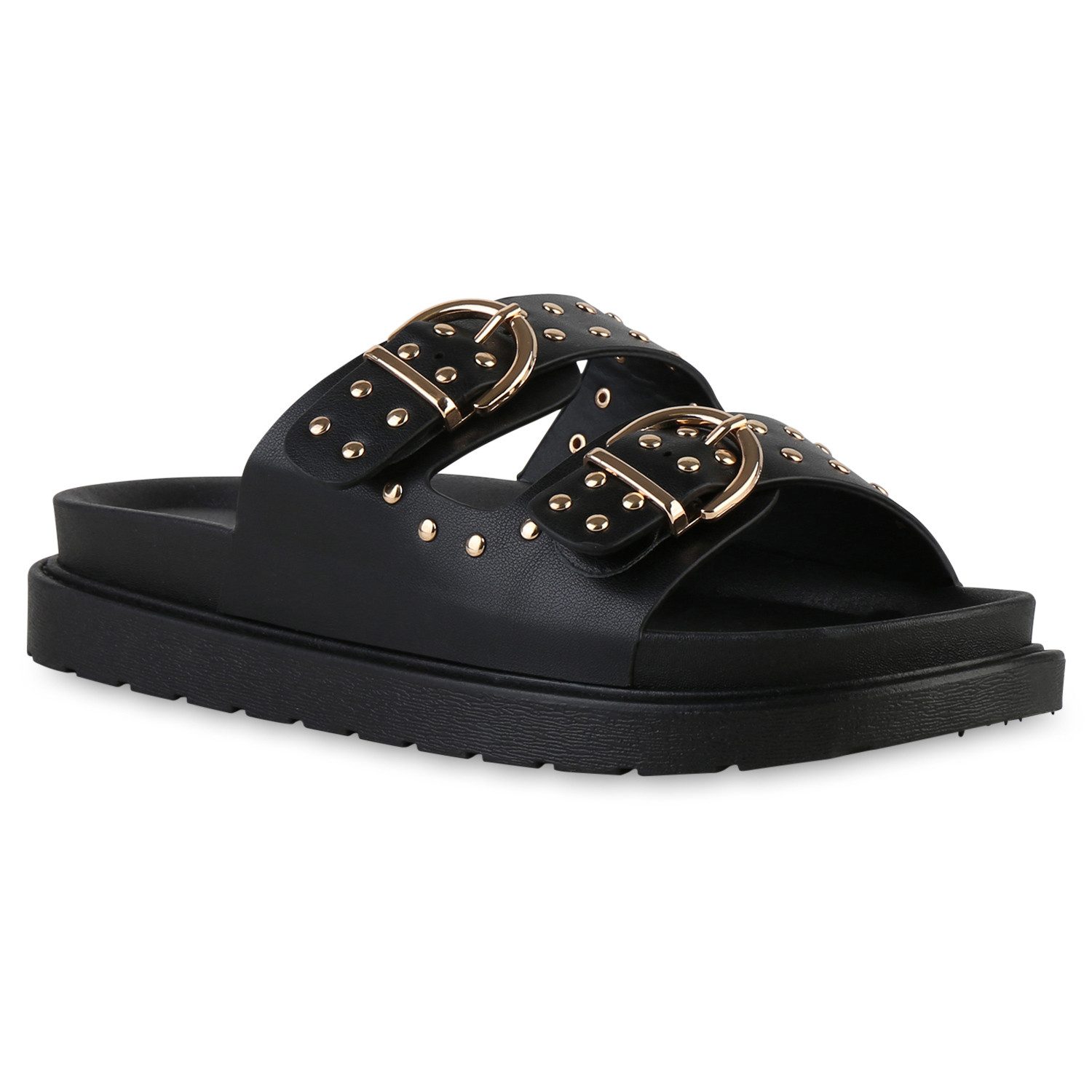 VAN HILL 841736 Sandalette Damen Pantoletten Sandaletten Nieten Schnallen P günstig online kaufen