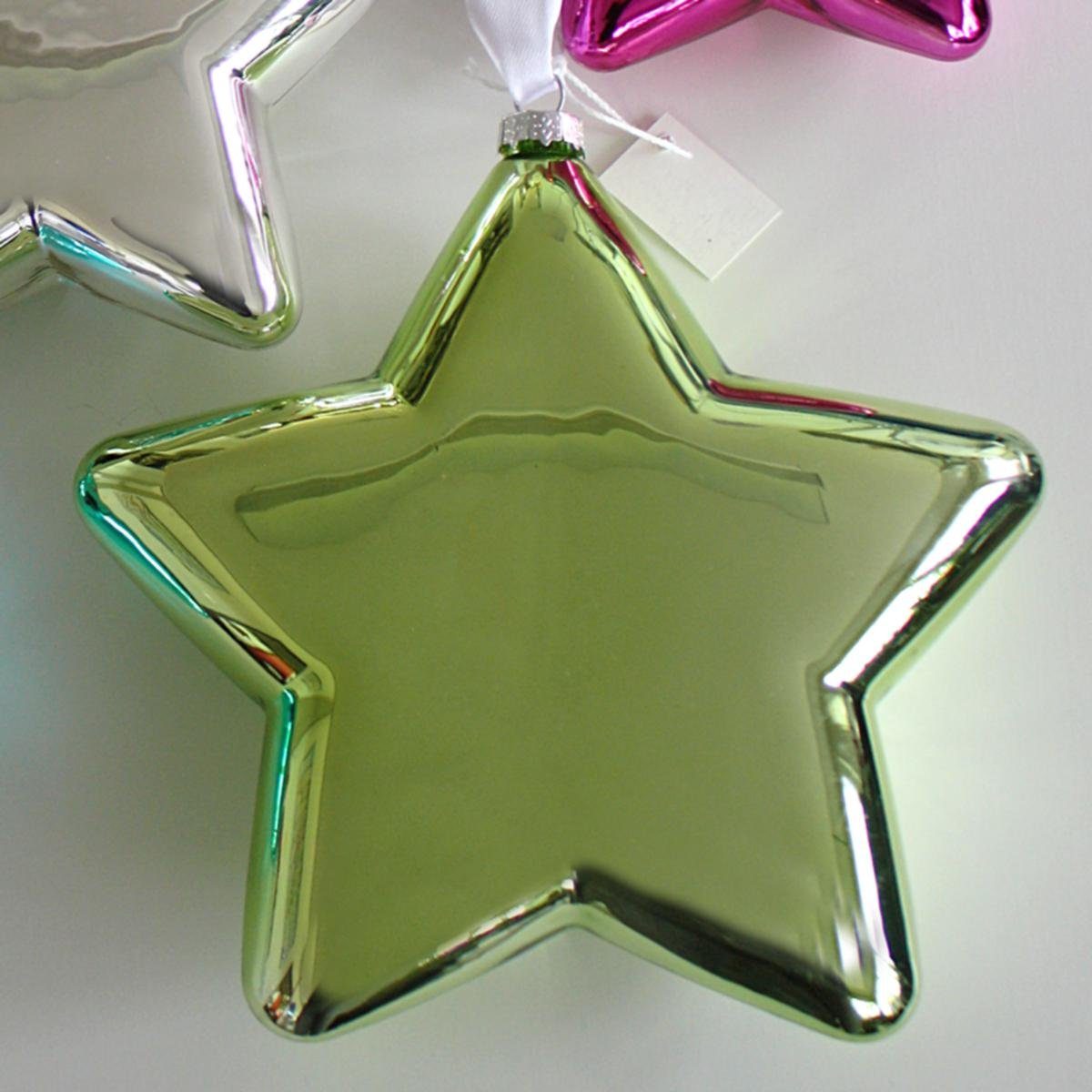 Stern Glas-Anhänger Christbaumschmuck grün glänzend D 440s ca. 440s 15 cm