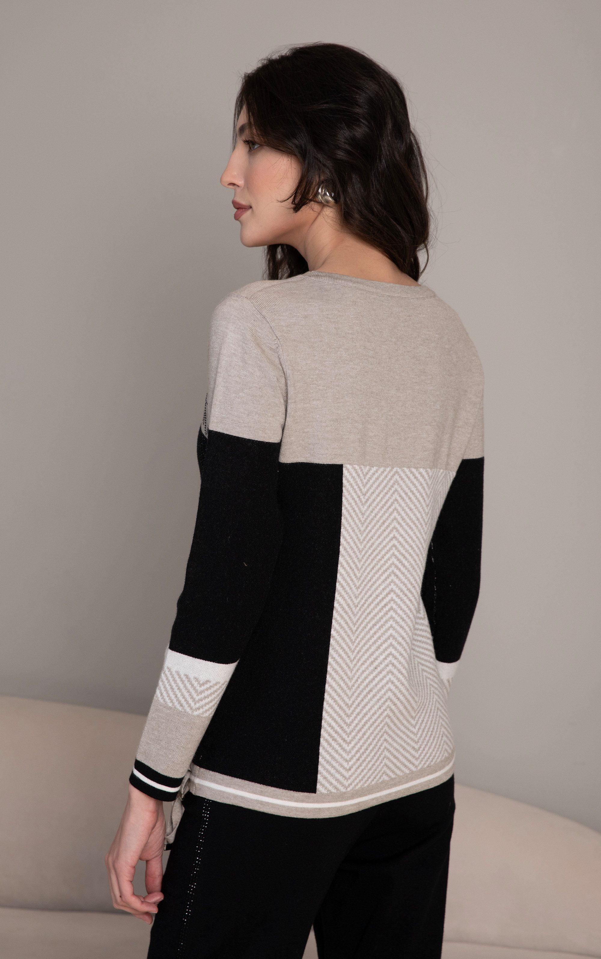 Passioni Strickpullover in Grau und Schwarz, günstig online kaufen