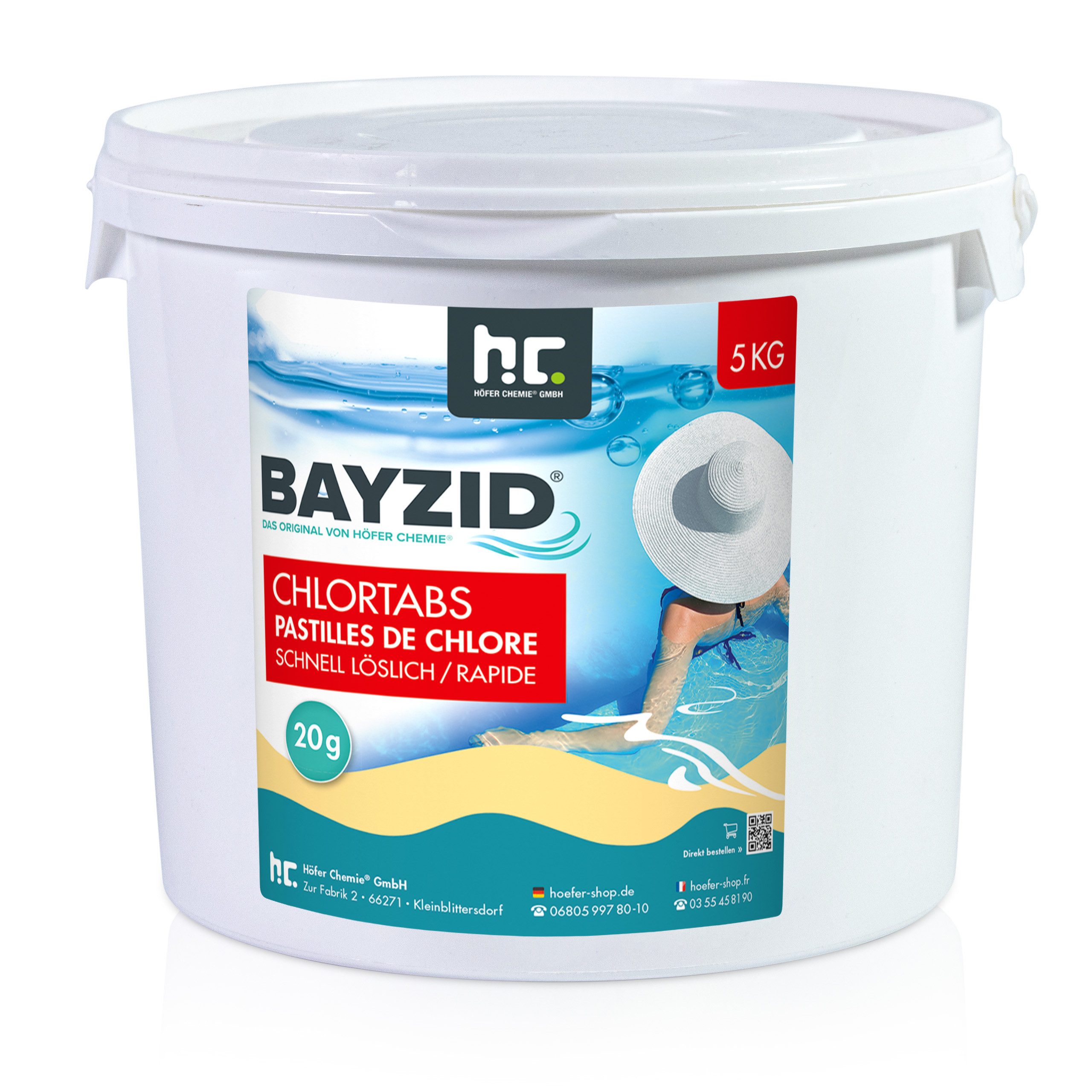 Höfer Chemie GmbH Chlortabletten 5 kg BAYZID® Chlortabs 20g schnell löslich, Schnell wirkendes Chlor für hygienisches Wasser