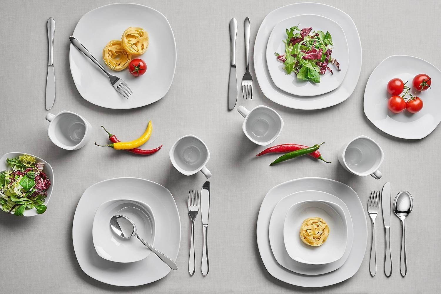 van Well Kombiservice ARONA, 16-teilig, Weiß, spülmaschinenfest, 4 Personen, Porzellan, mikrowellengeeignet