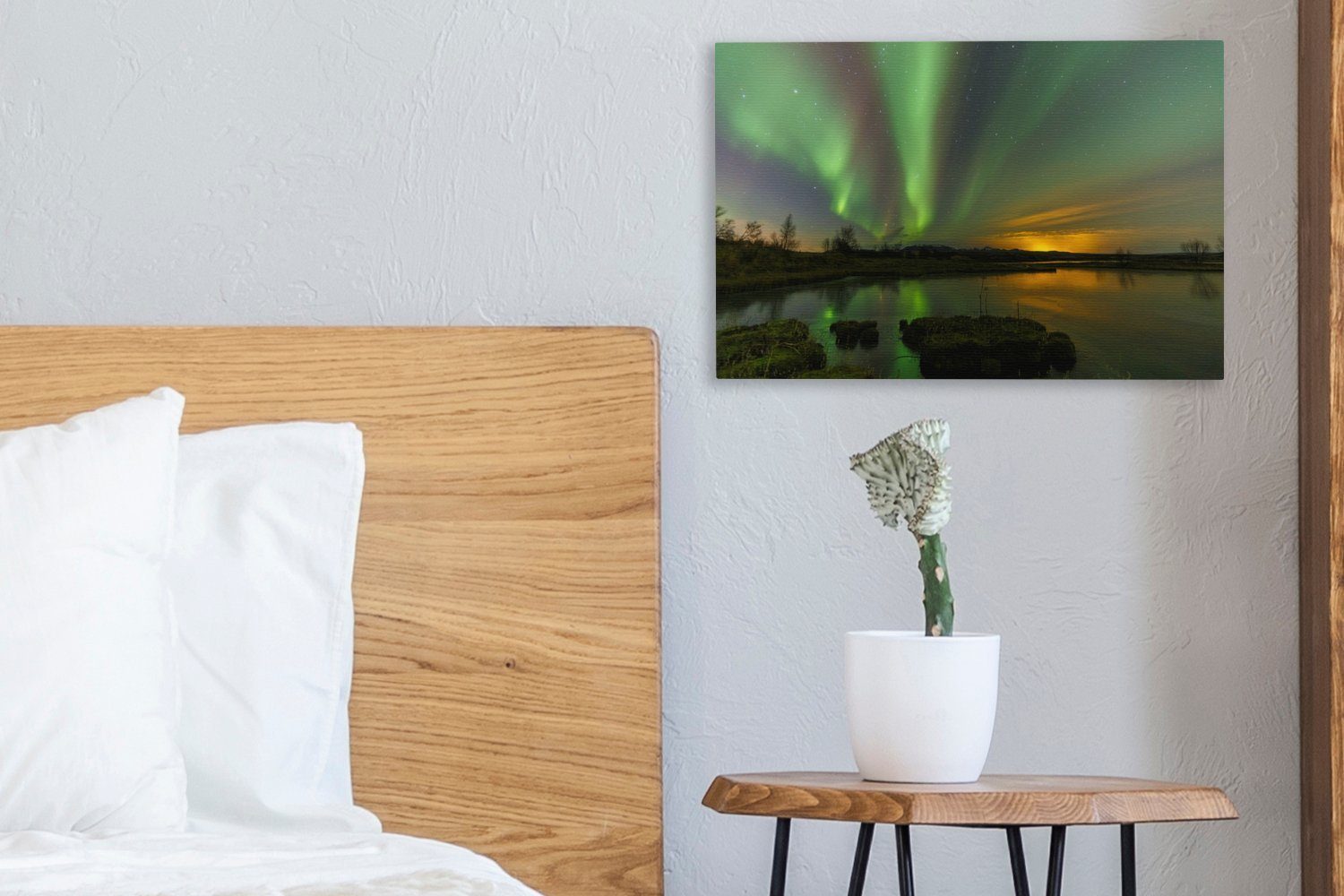 Wanddeko, (1 über 30x20 OneMillionCanvasses® Das Wandbild Leinwandbilder, Aufhängefertig, Þingvellir-Nationalpark in Island, dem Leinwandbild cm Nordlicht St),