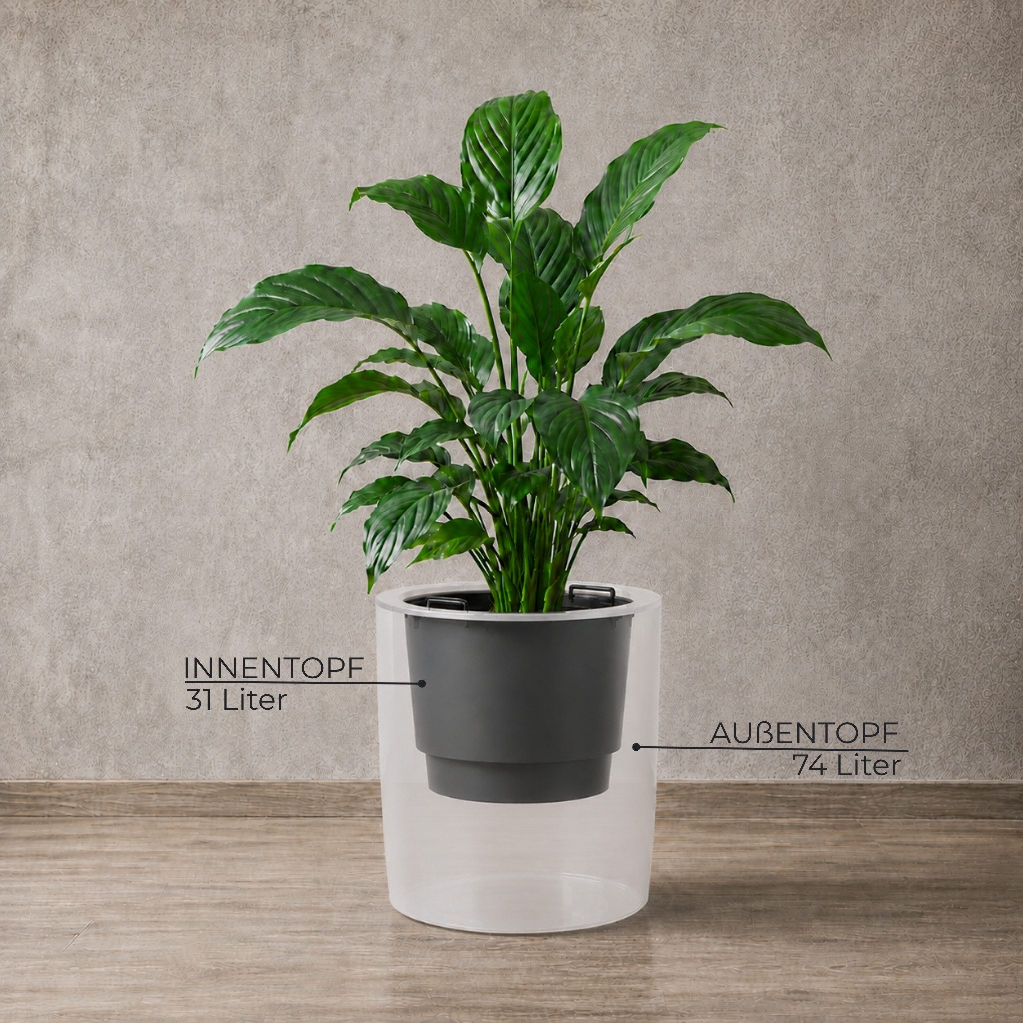 matches21 HOME & HOBBY Blumentopf Großer außen Blumentopf NIVO rund 47 x 45 cm weiß (2 St), Moderner Pflanztopf Outdoor Pflanzkübel wetterfest