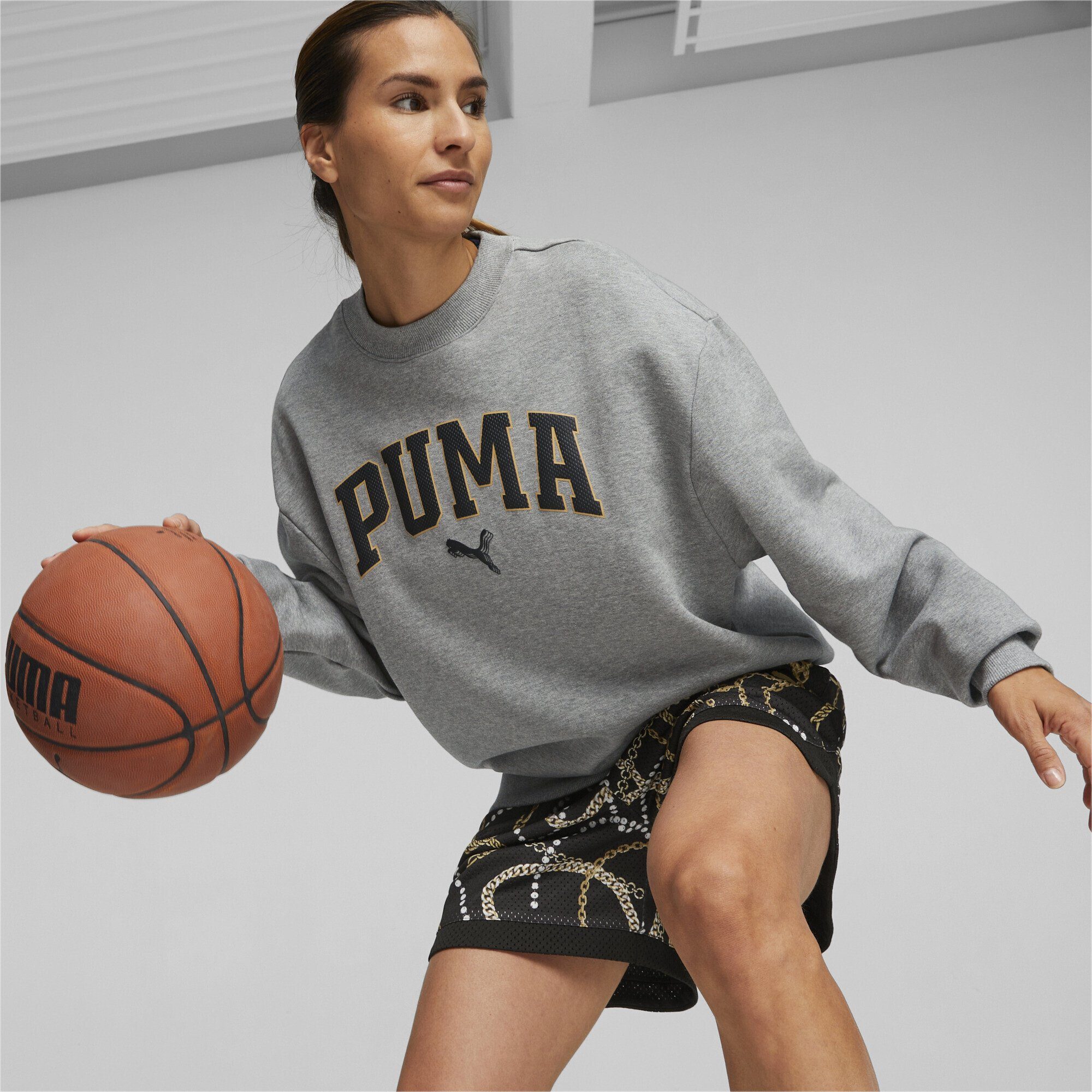 Sweatshirt Gold Damen Basketball Trainingspullover PUMA Standard