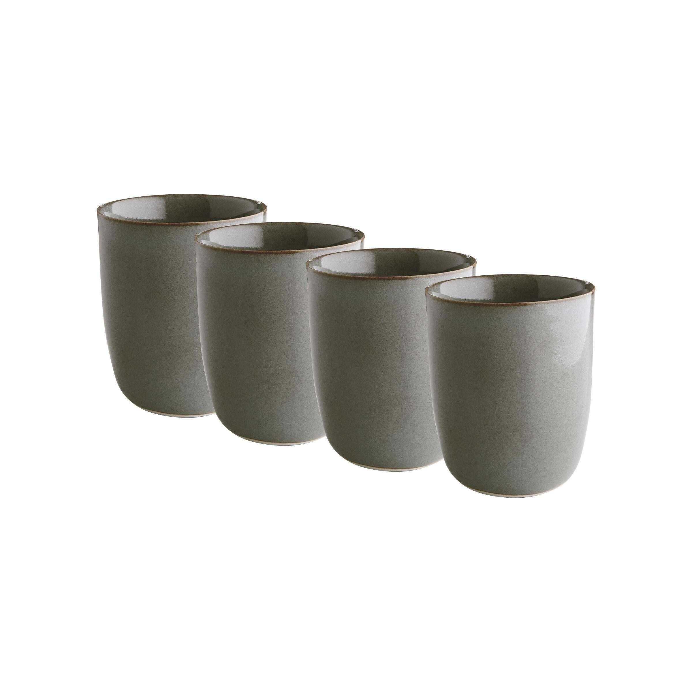 Grau Steinzeug NATIVE Henkel 4x Tasse ohne Tasse BUTLERS 300ml,