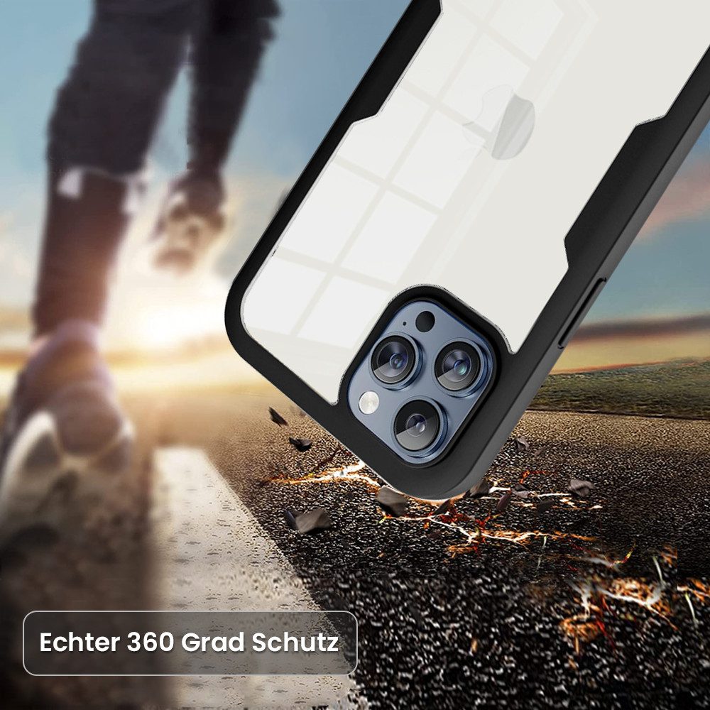 Tec-Expert Handyhülle 360 Grad Hülle für Apple iPhone 16 Pro 6.3 Zoll, 6.3, Rundum Schutz Cover Case Hülle robust