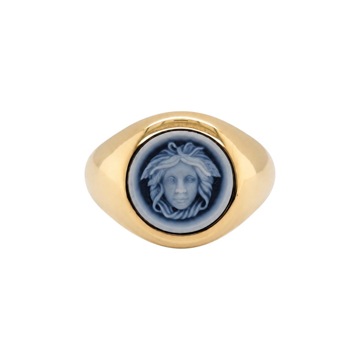 Sogni d'oro Fingerring "Medusa" mit Achat-Kamee, Silber 925 vergoldet