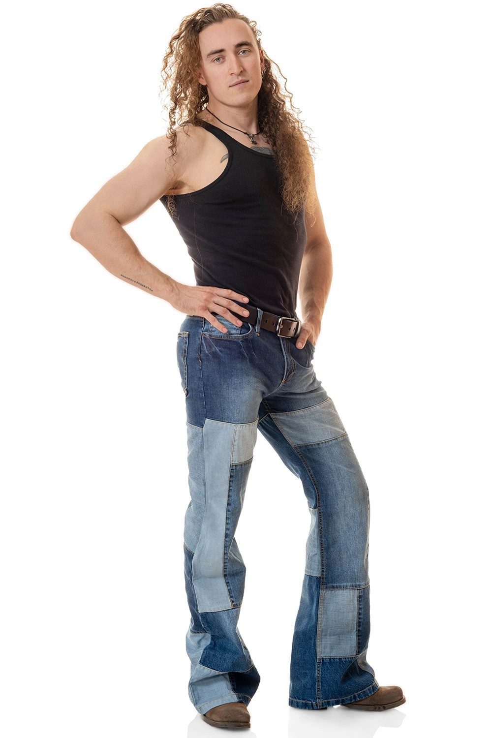 Comycom Bootcut-Jeans Herren Patchwork STAR DEJA-VU