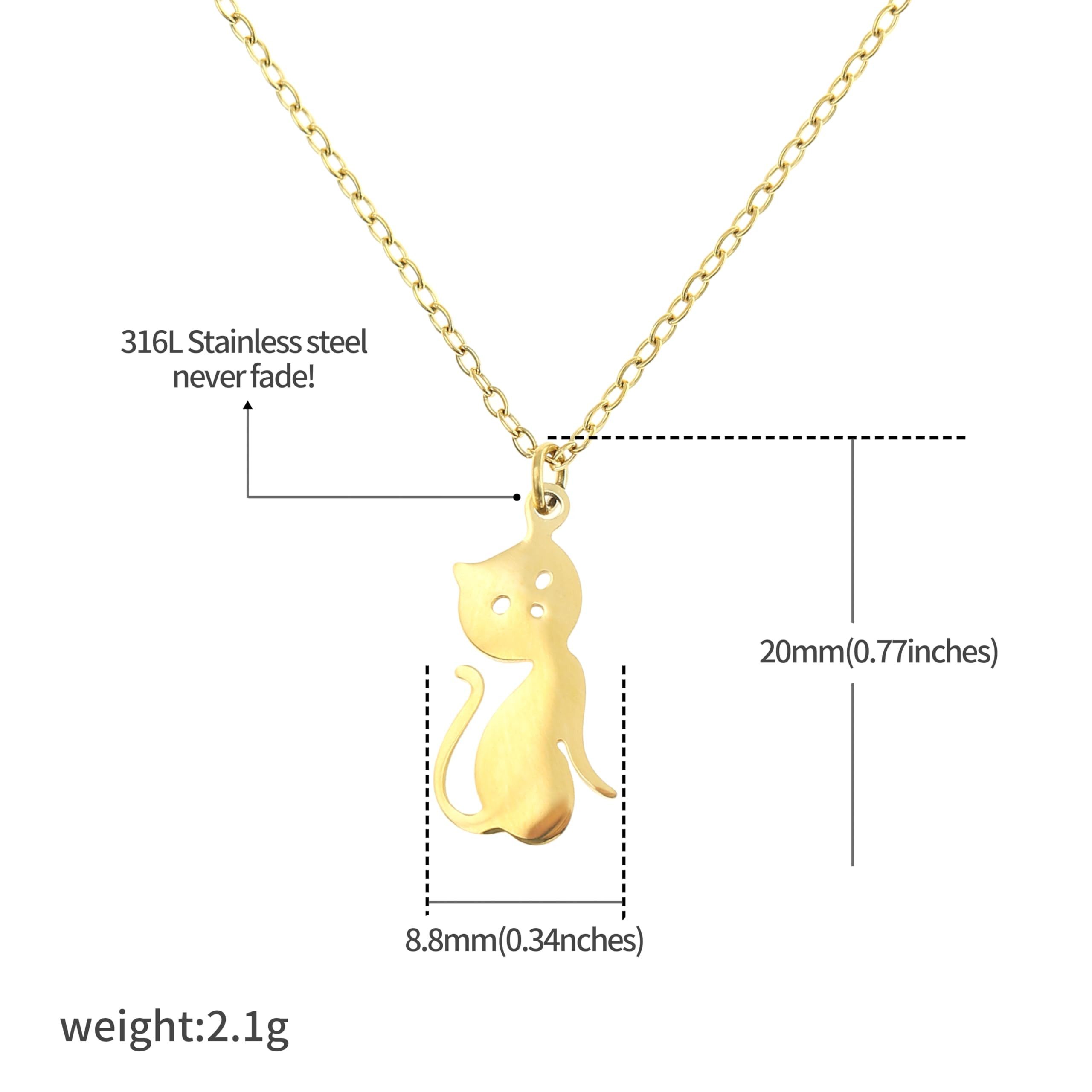 Made by Nami Kette mit Anhänger Damen Gold mit Katzen Anhänger aus Chirurgischem Edelstahl Gold, Schmuck Hypoallergen Wasserfester Schmuck Geschenk für Katzenli – Bild 5 von 5
