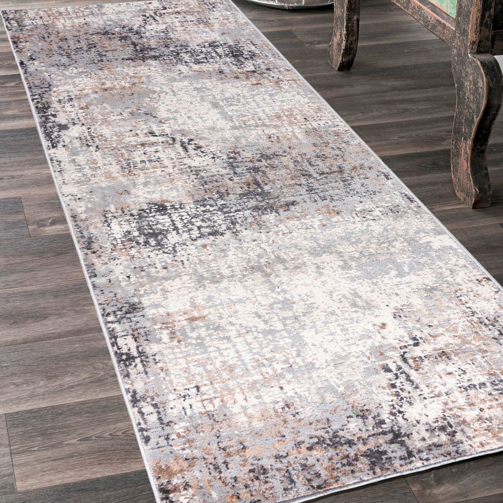 Mazovia Läufer Modern Abstrakt Beige Anthrazit Flur, Schlafzimmer, Diele, Fußbodenheizung – Bild 2 von 5
