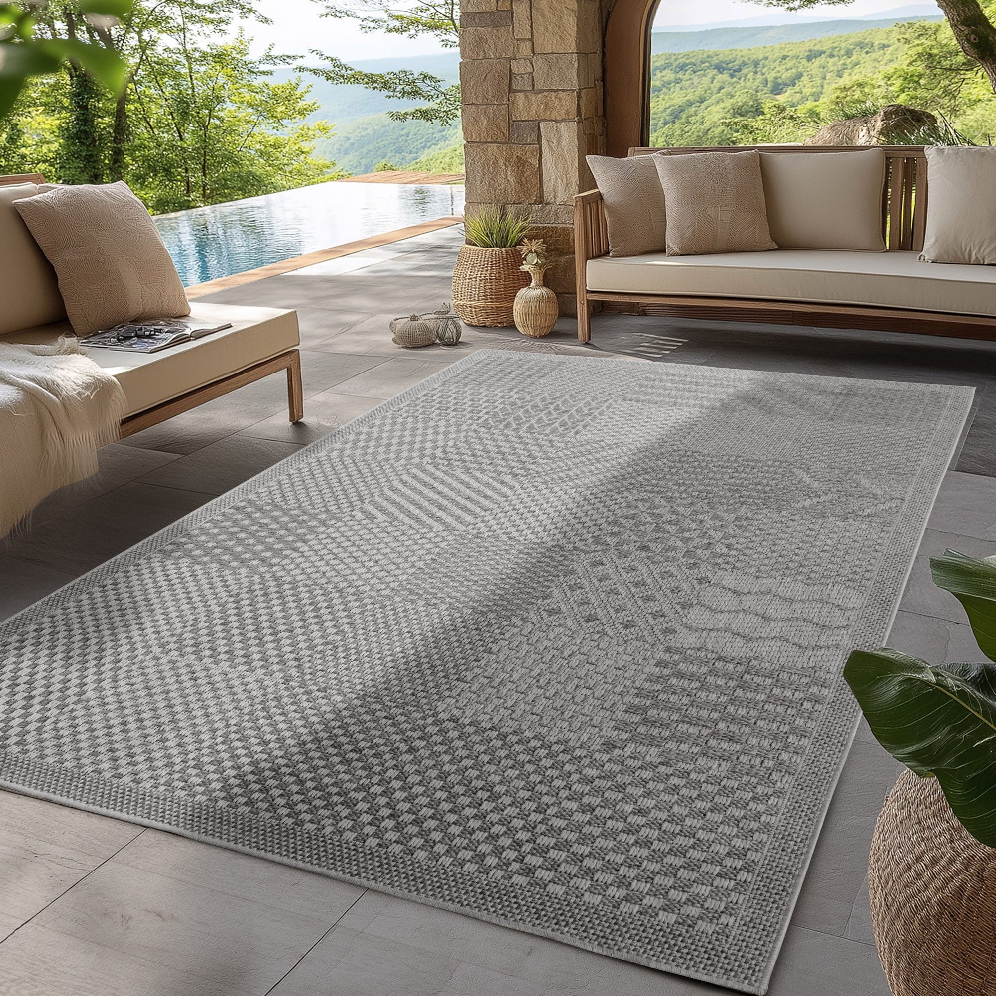 SIMPEX24 Outdoorteppich Boho Design, Дорожка, Höhe: 5 mm, Outdoor Teppich Wetterfest Modern Wohnzimmer Küchen Terrasse Balkon