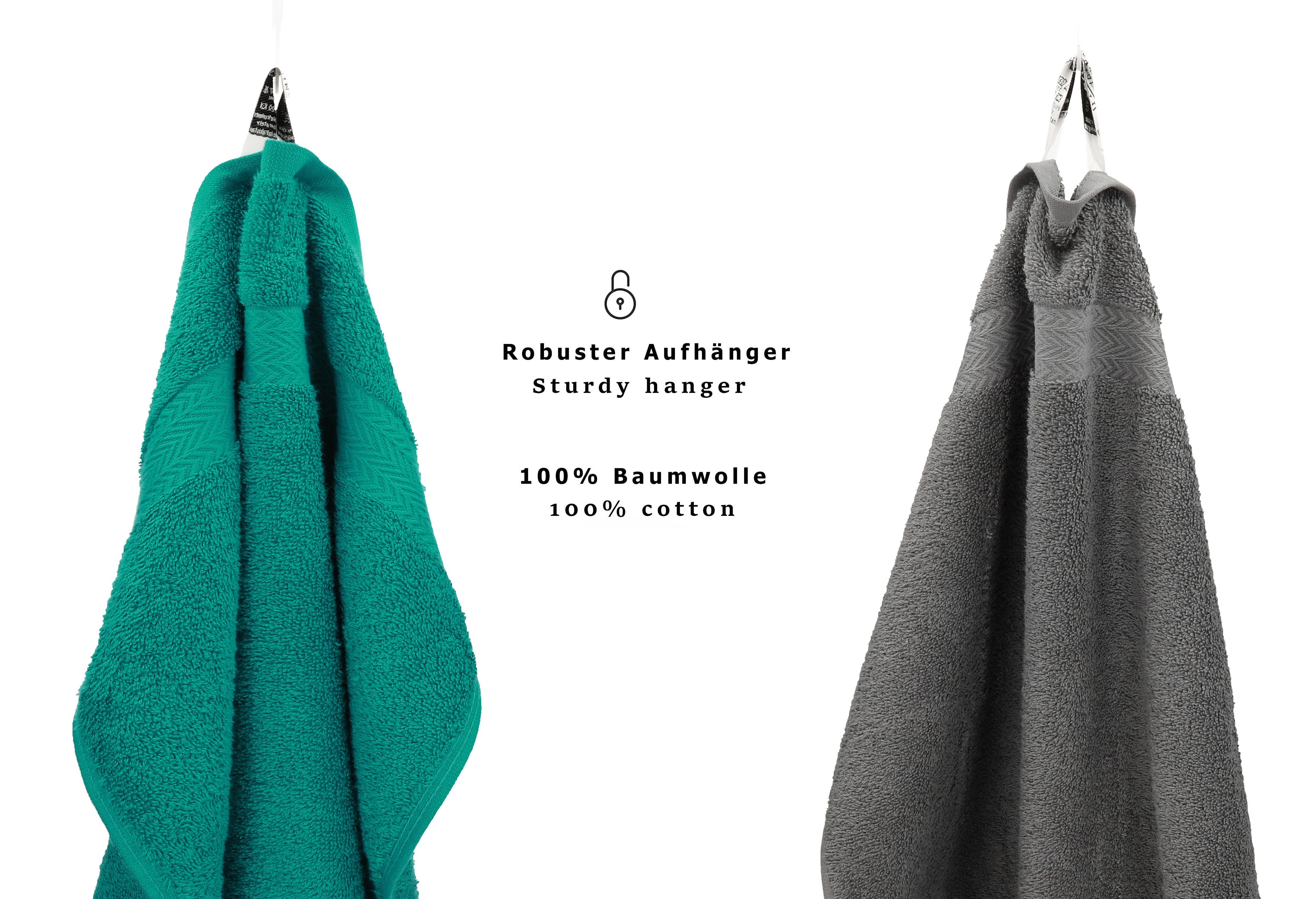 Betz Farbe Handtuch Premium Smaragdgrün 10-TLG. Anthrazit, Set 100% Baumwolle, Handtuch-Set & (10-tlg)