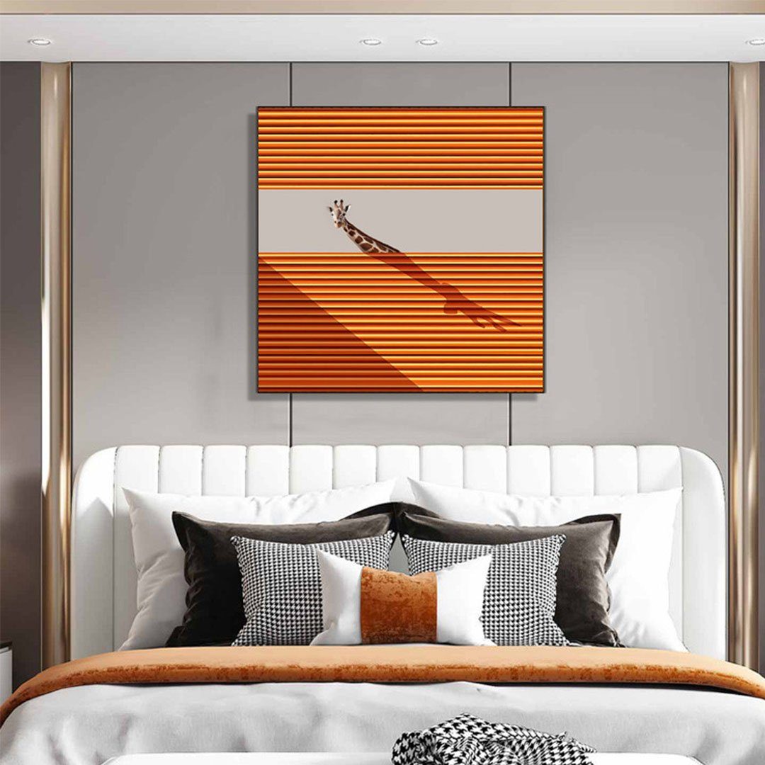 Goldfolie Moderner Bild (2 dekorative Kern runder Giraffe UG Kunstdruck St), geometrischer L.Ru Malerei Kunstmalereikern, abstrakter Malerei orange
