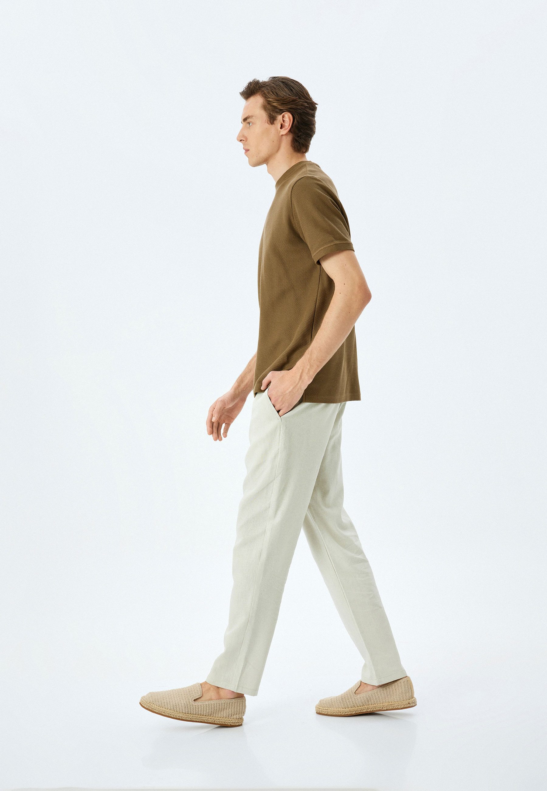 Leinenhose Normale Leibhöhe Straight Leinenhose