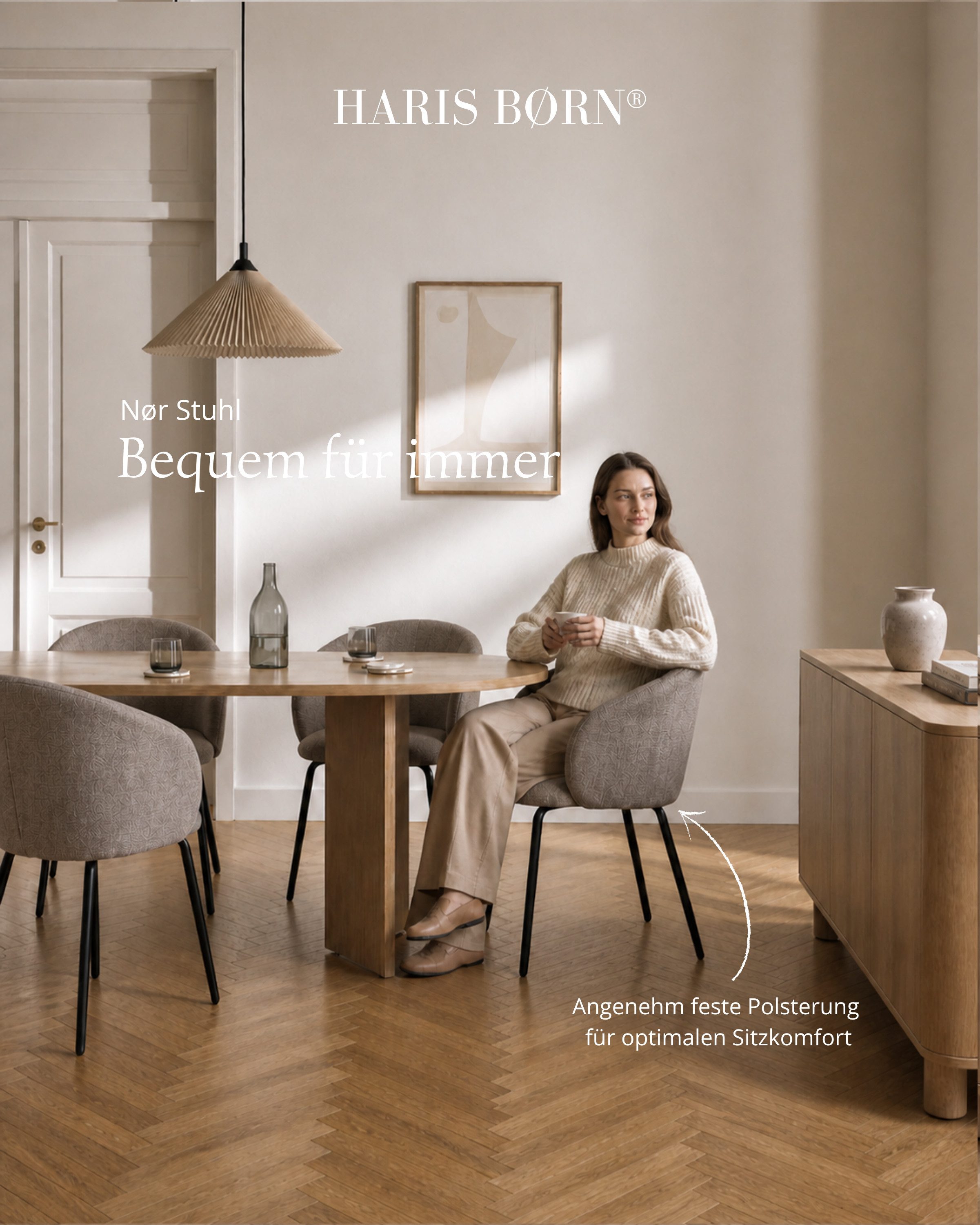 Haris Børn Esszimmerstuhl mit Armlehnen - Hochwertige Polsterstühle für Esszimmer (Set, 2 St), Premium Esszimmer Stühle & Wohnzimmer Stühle