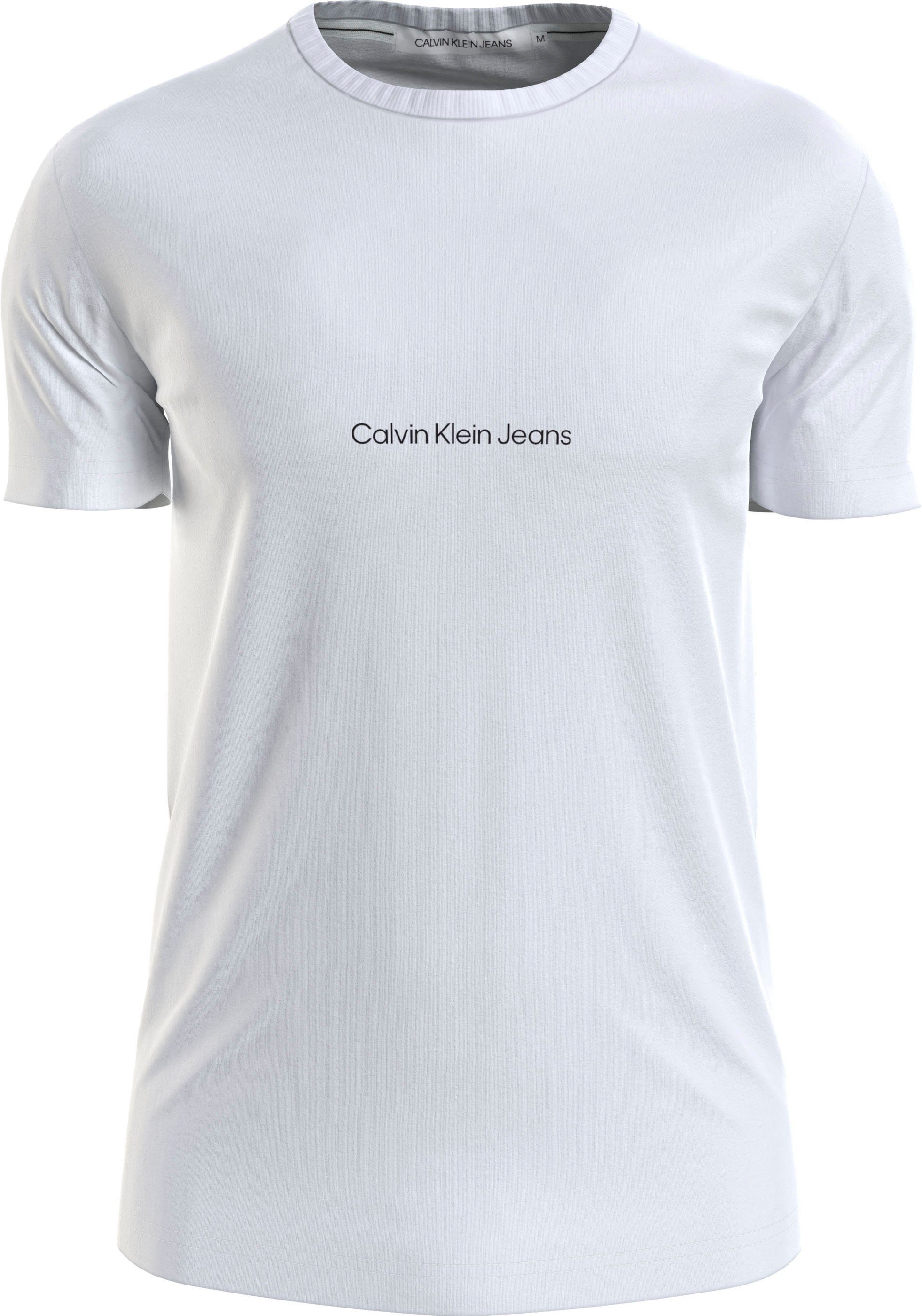 Bright Jeans Klein White mit Logoprint Calvin Klein Jeans Kurzarmshirt Calvin