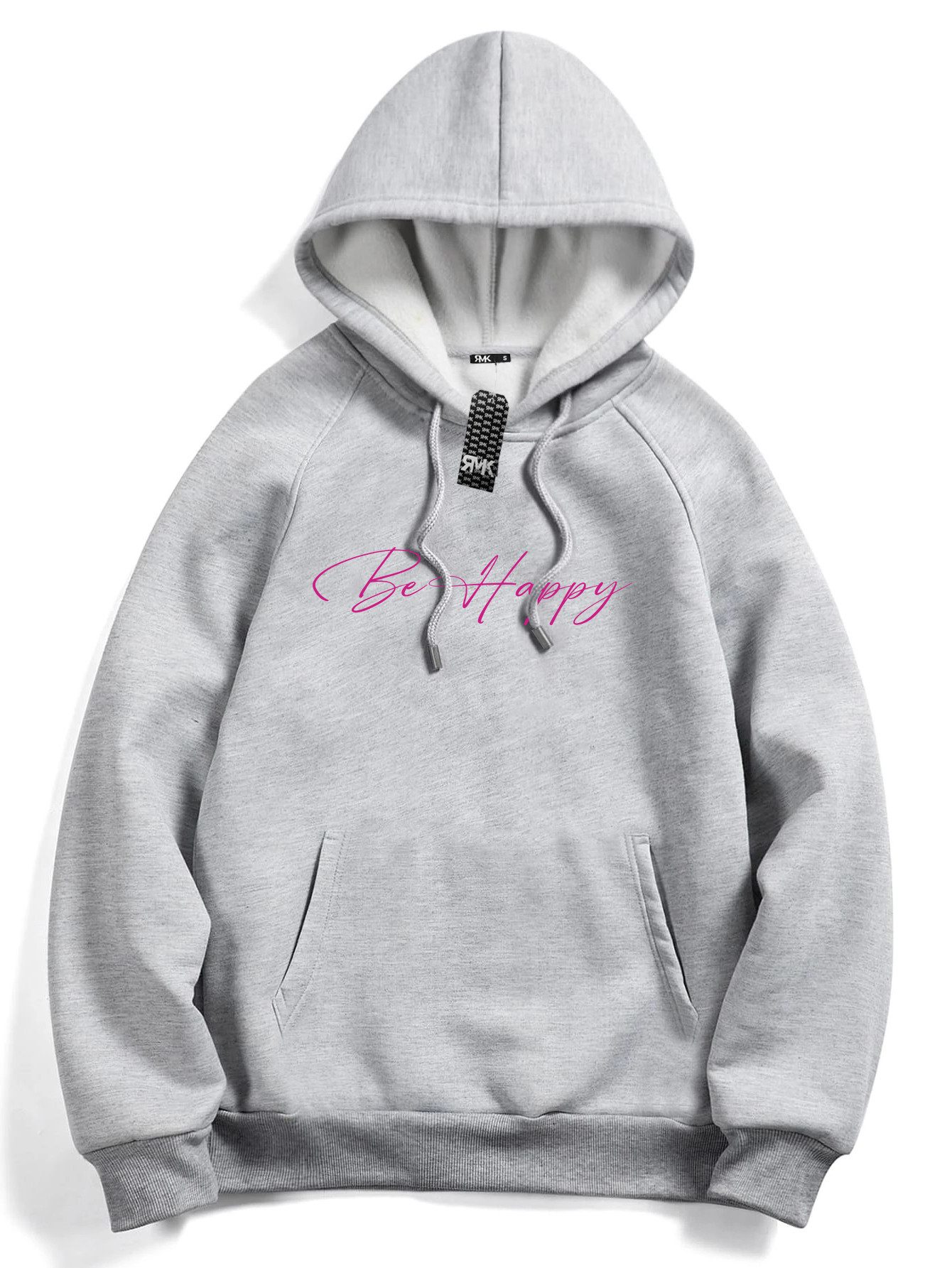 Hoodie Damen Kapuzenpullover Pullover Loose Fit Oversize Be Happy Glücklich