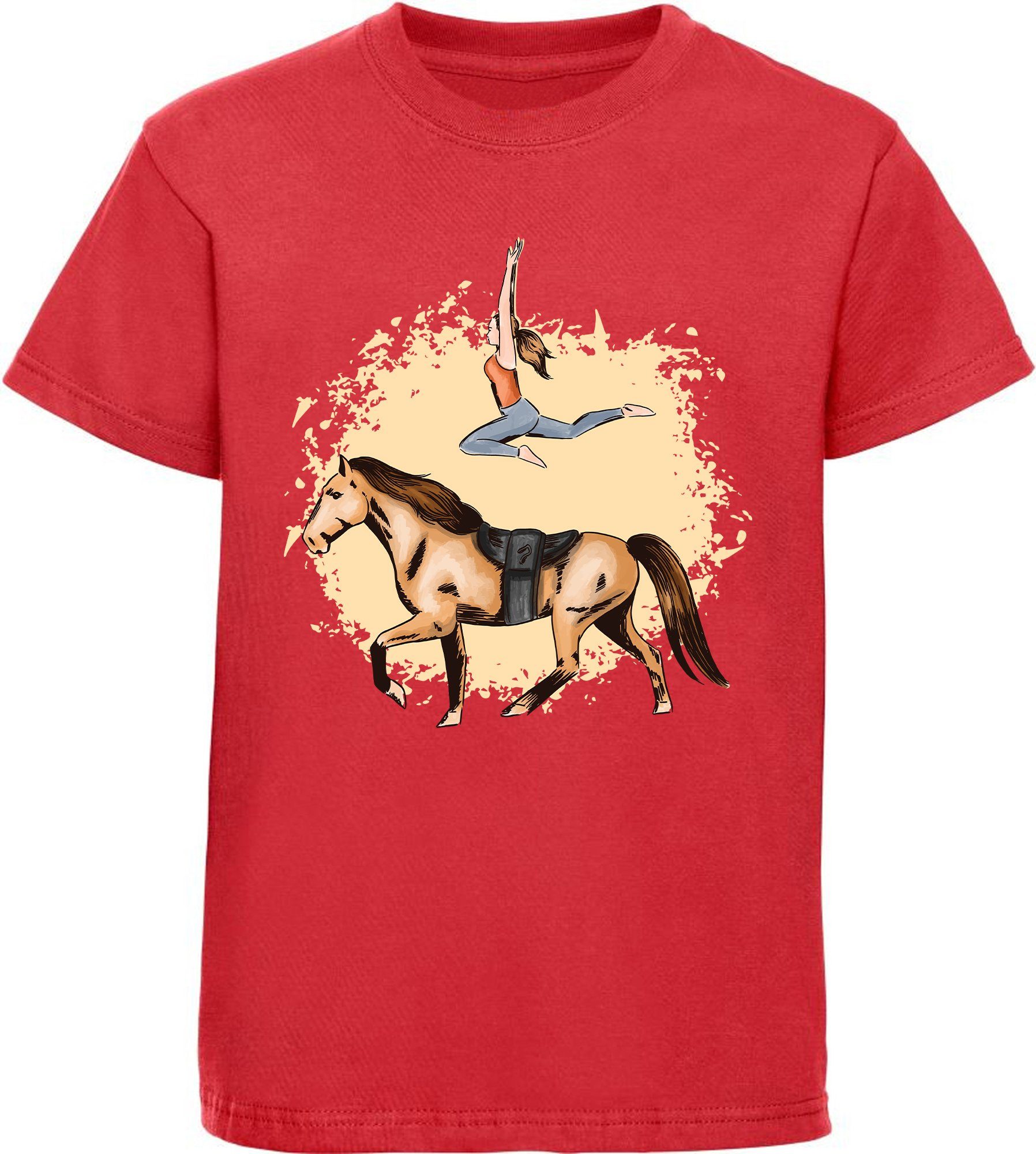 Print-Shirt bedrucktes Mädchen Pferde T-Shirt mit Turnerin