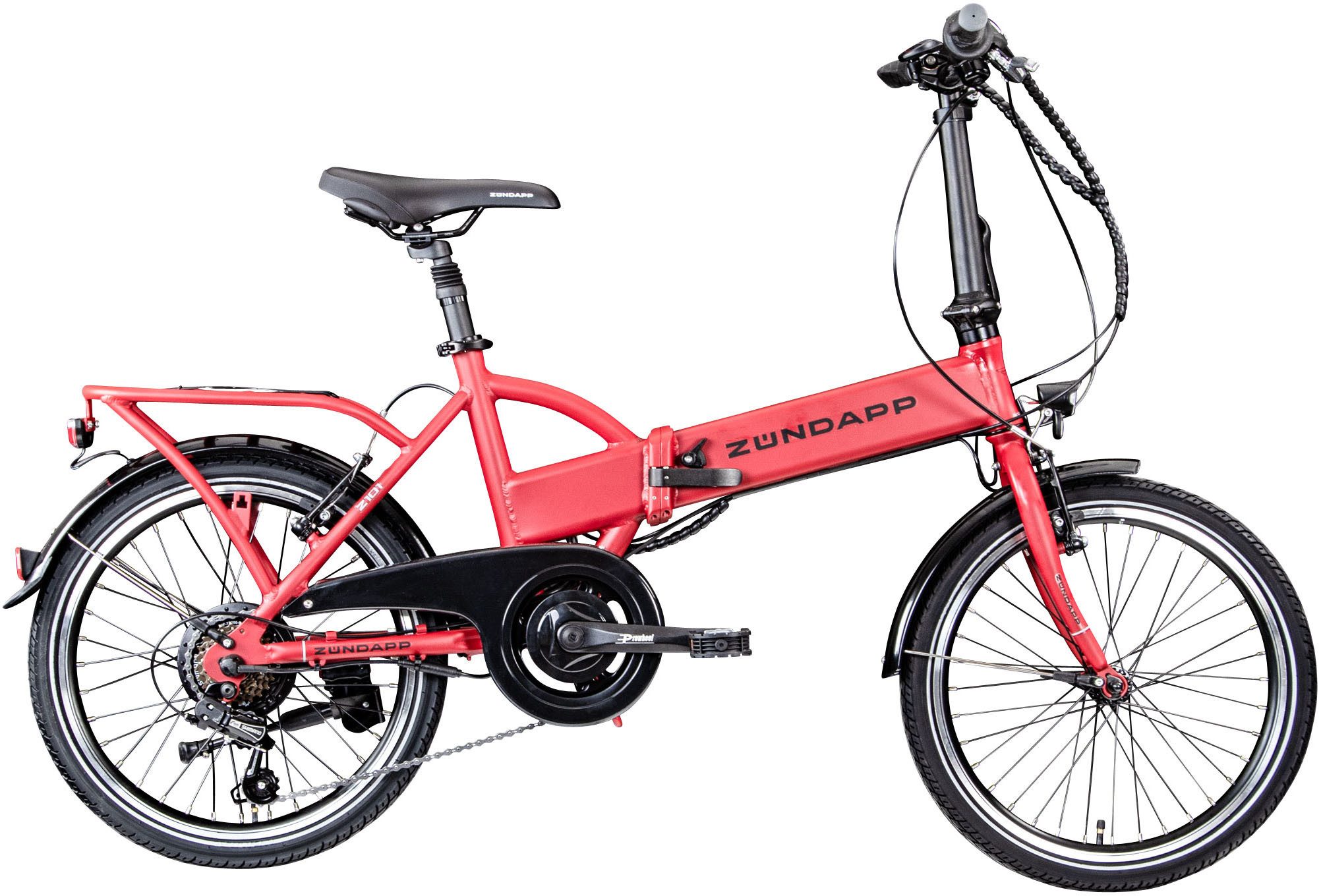 Zündapp E-Bike Faltrad Z101, 6 Gang Shimano Tourney RD-TY300 Schaltwerk, Kettenschaltung, Heckmotor, 270 Wh, Pedelec, Elektrofahrrad für Damen u. Herren