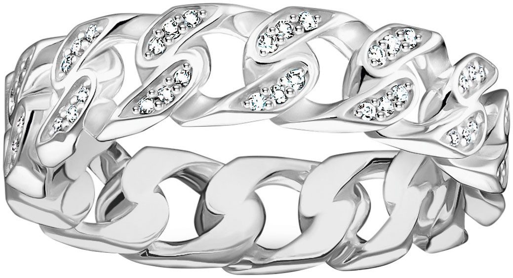 THOMAS SABO Fingerring Kettenglieder-Ring Silber mit Zirkonia, TR2500-051-14-54-60, mit Zirkonia (synth)