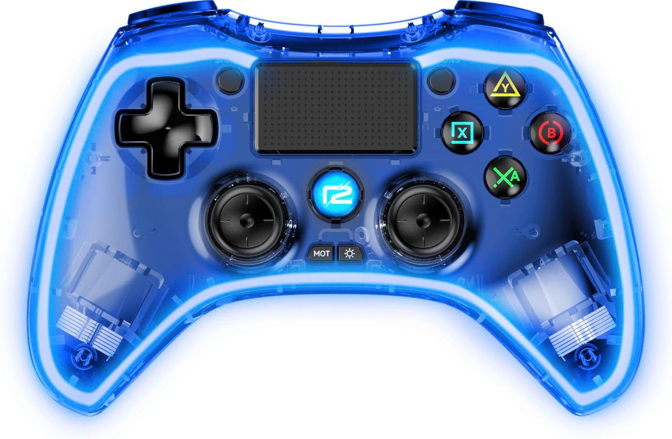 PS4 Pro Pad X Led Edition transparent mit blauer LED Beleuchtung Controller