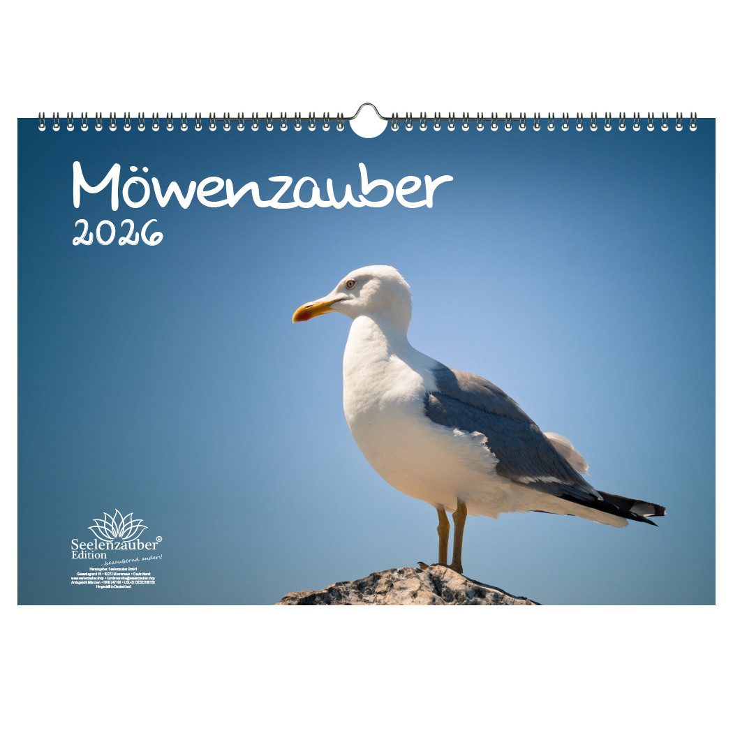 Seelenzauber Wandkalender Möwenzauber DIN A3 Kalender für 2026 Vogel - Seelenzauber