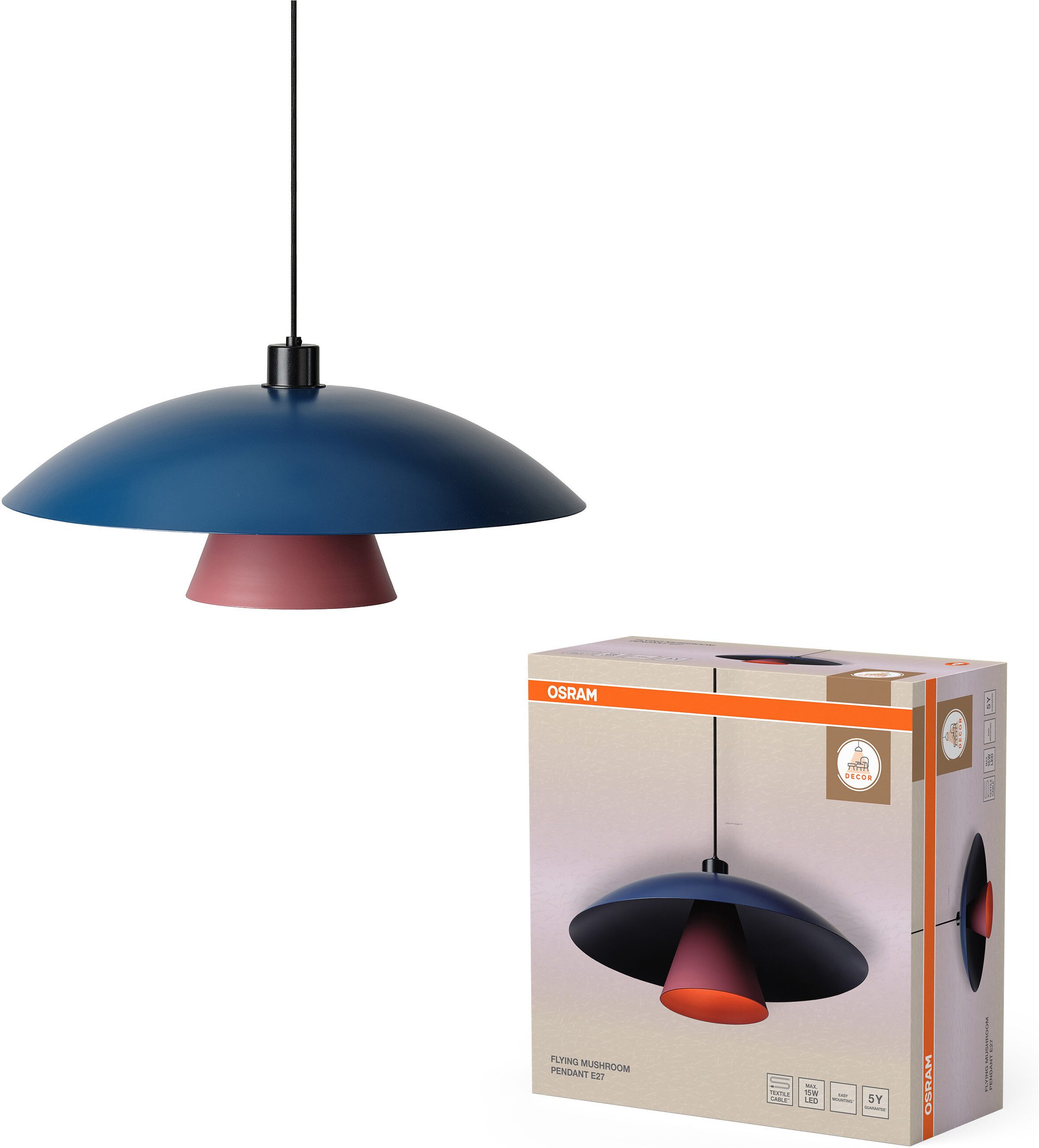 Osram Pendelleuchte Decor Flying Mushroom Pendant, ohne Leuchtmittel, Fassung E27, Stahl