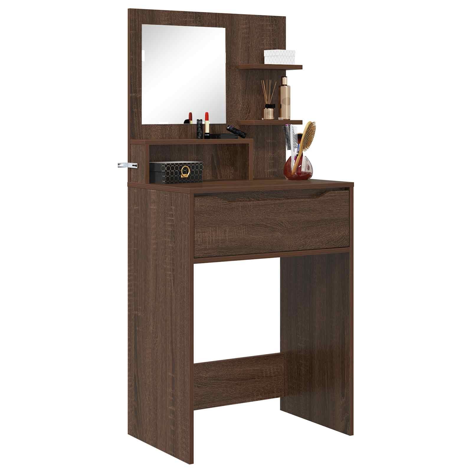 vidaXL Schminktisch Schlafzimmer-Frisiertische Braun Eichen-Optik Holzwerkstoff (1-St)