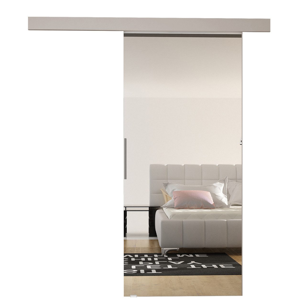 MIRJAN24 Schiebetür Marti 80 II (Universell - Links / Rechts), Solide Aluminiumgriffe, Selbstschließsystem, Frontspiegel