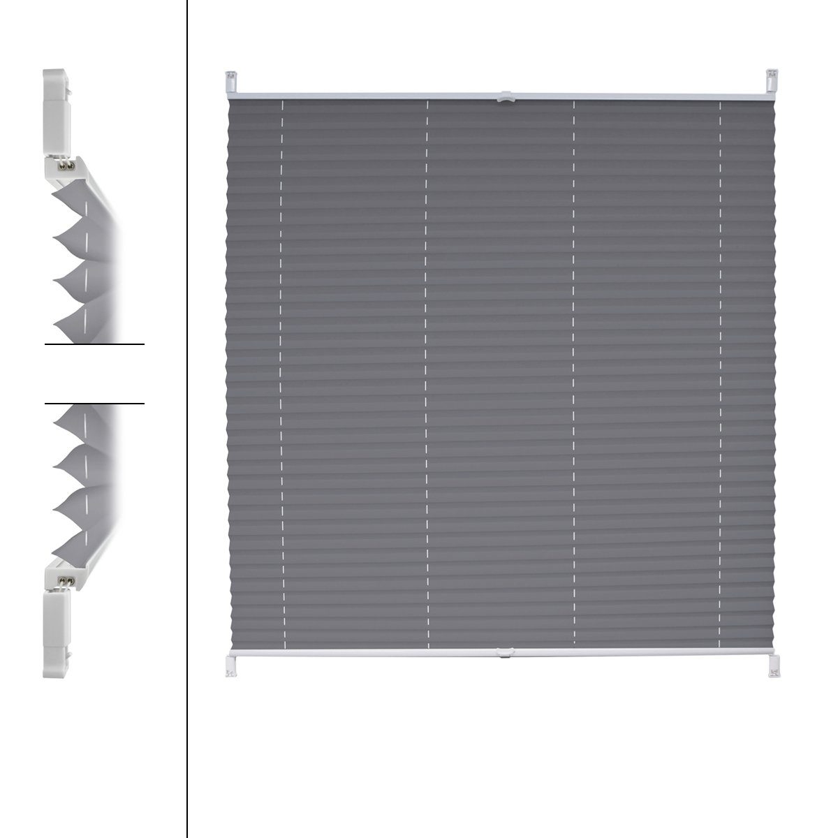 Befestigungsmaterial EasyFix Klemmfix, inkl. ECD inkl. cm, Befestigungsmaterial, ohne 90x200cm Plissee 90x200 Germany, grau, Grau Klemmfix Bohren