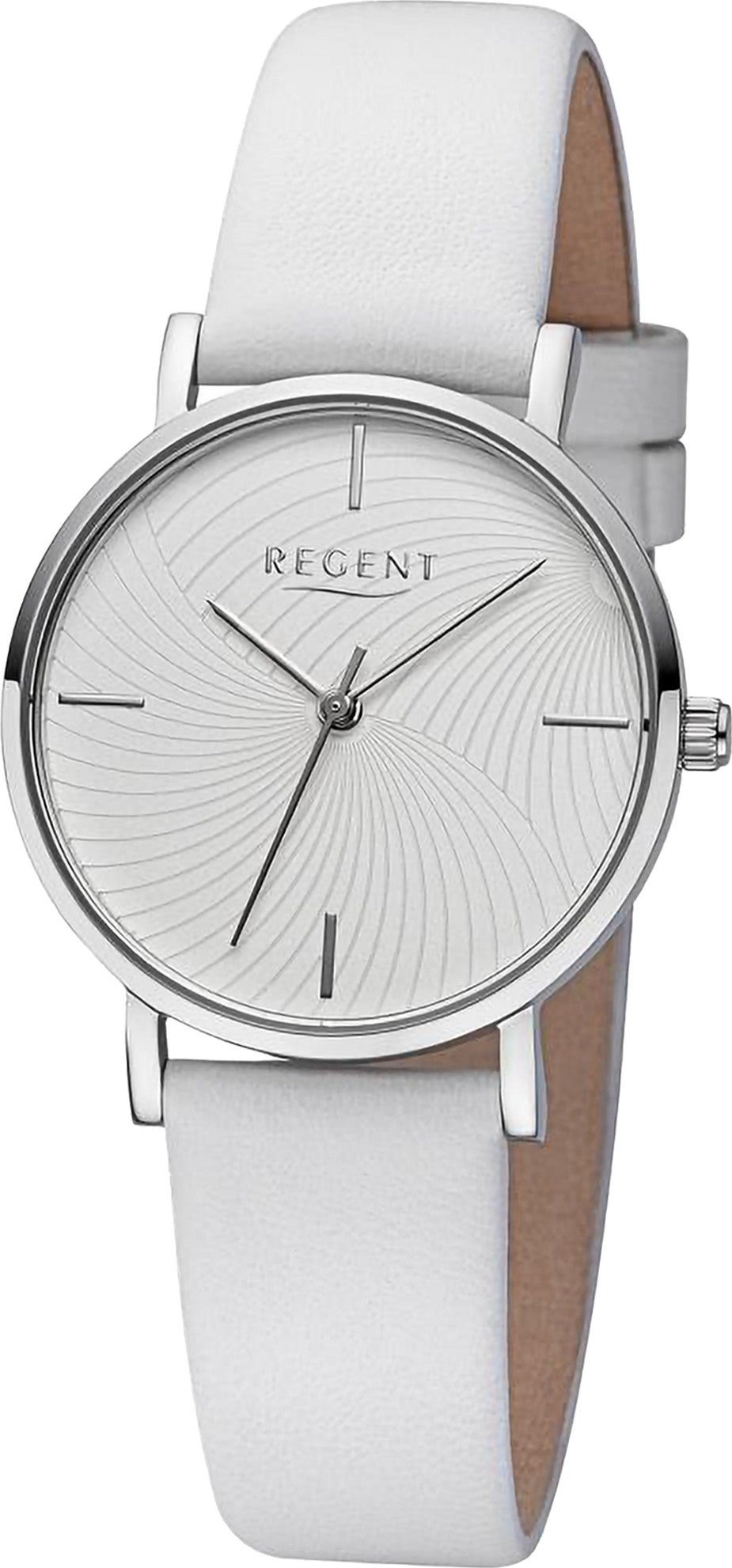 Regent Quarzuhr Regent Damen Armbanduhr Analog, (Analoguhr), Damen Armbanduhr rund, extra groß (ca. 32mm), Lederarmband