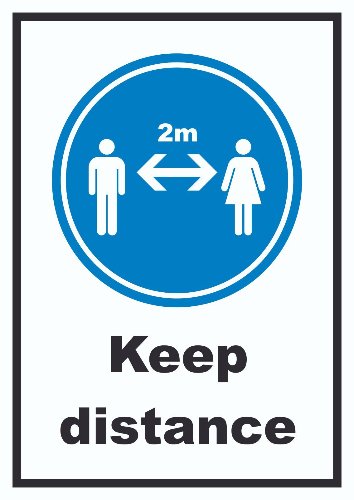 HB-Druck Hinweisschild Keep distance Symbol und Text Schild, wetterfest, stabil, UV-beständig, kratzfest