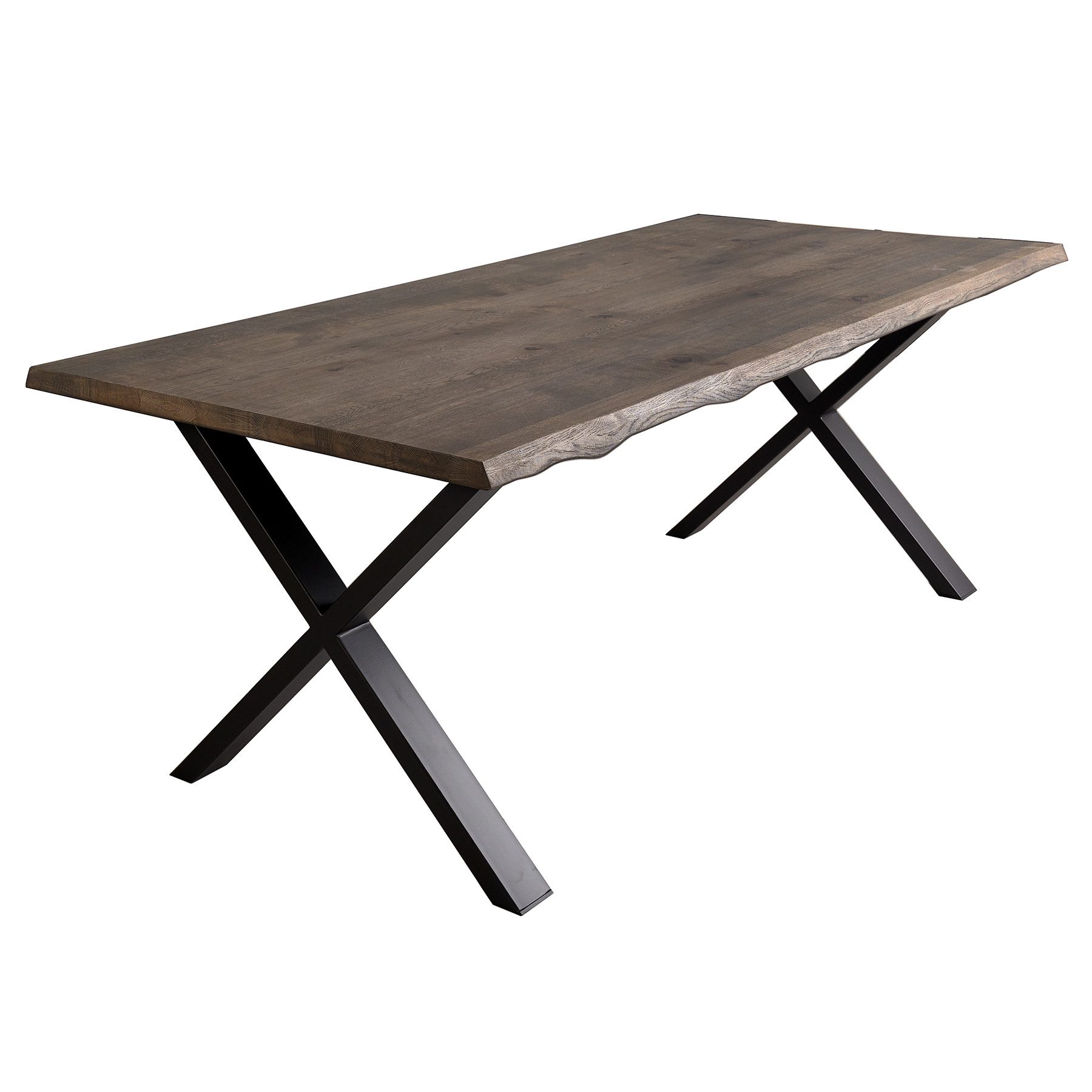 riess-ambiente Baumkantentisch WILD OAK 160cm smoked finish / schwarz · Ess günstig online kaufen