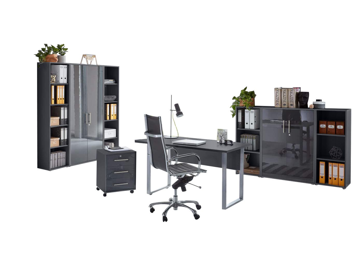 BMG Möbel Büromöbel-Set Office Edition Mini Set 5, (Spar-Set, 8 teilig), Büromöbelset inklusive Aktenschränke und Regale, Made in Germany